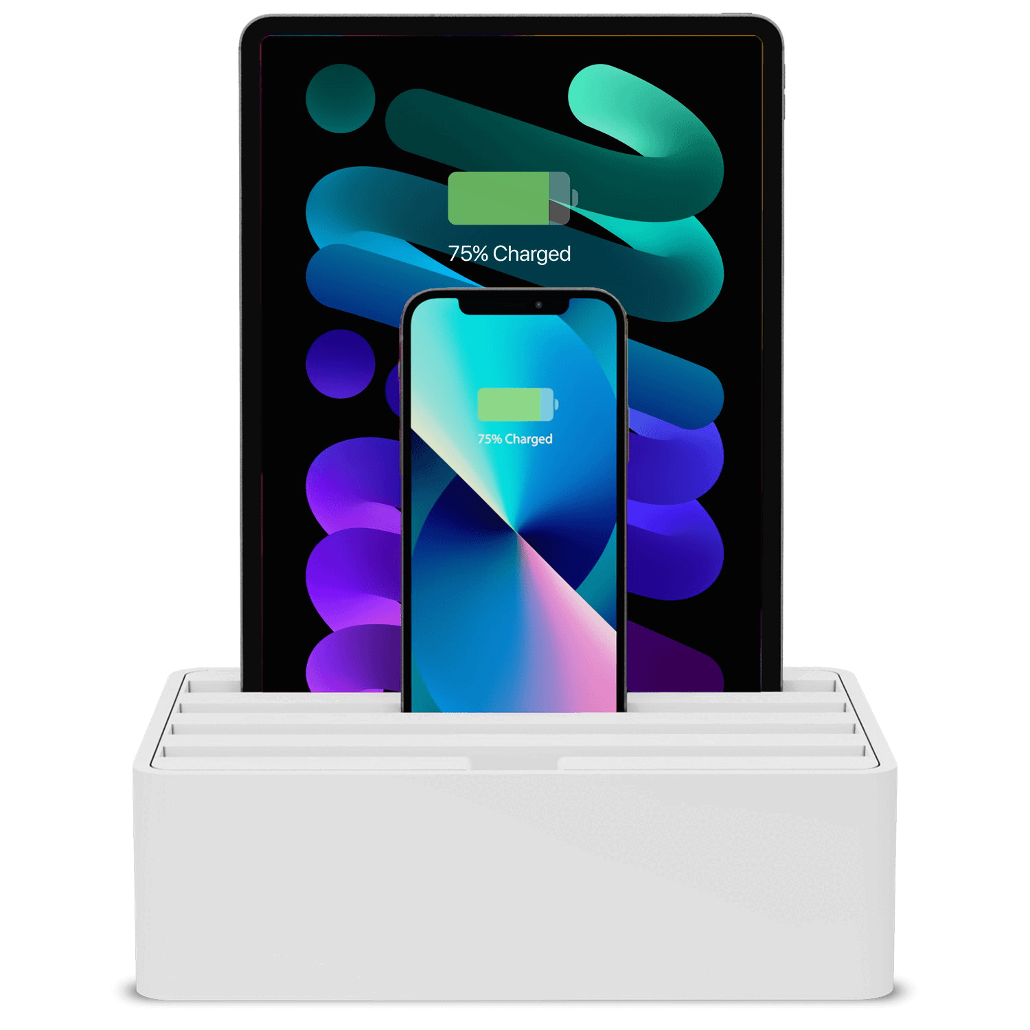ALLDOCK Classic White - Premium Cable Management Dock for iPhone, Android, MacBook & iPad - Perfect for Home Office, Desk Organization & Clutter-Free Workspace