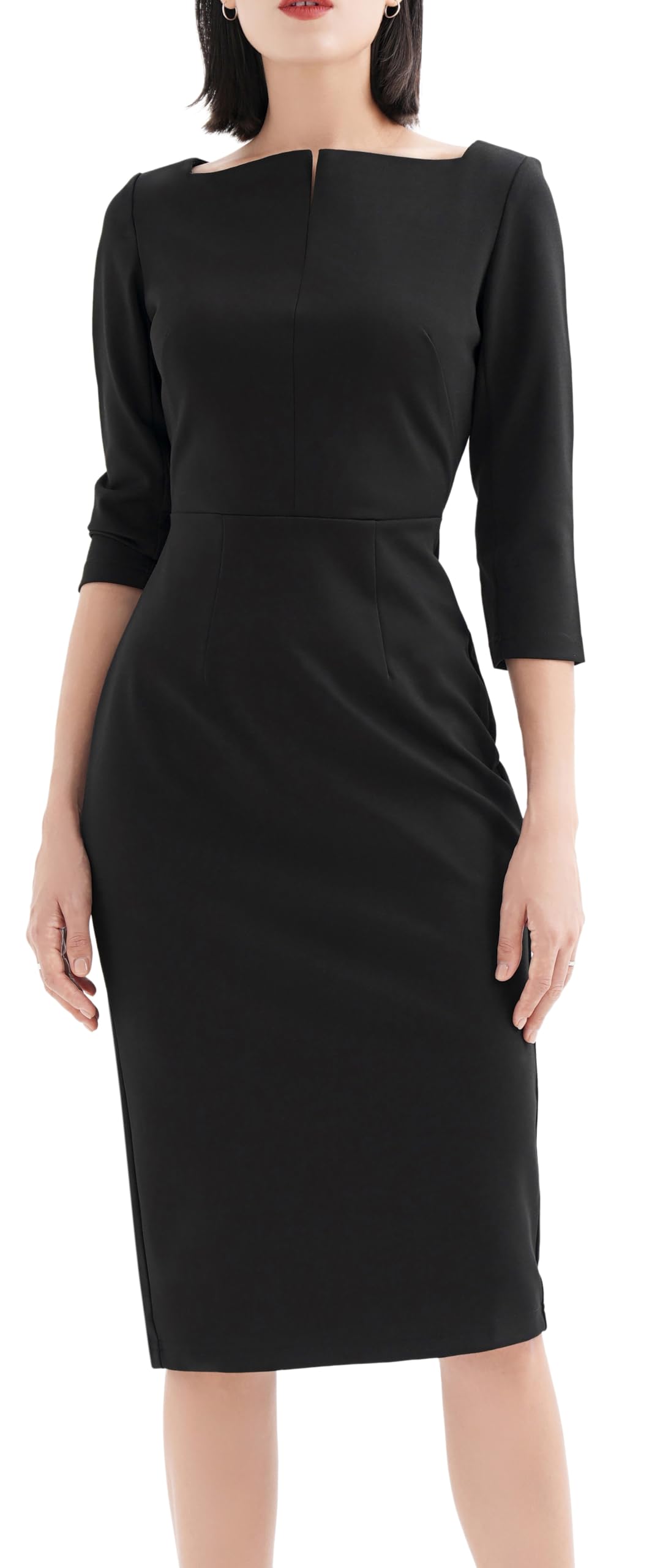 Marycrafts Women's Square Neck Sheath Dress - Business Office Work Dress for Women, Midi Length Formal Attire, Perfect for Corporate Meetings, Office Wear & Professional Events
