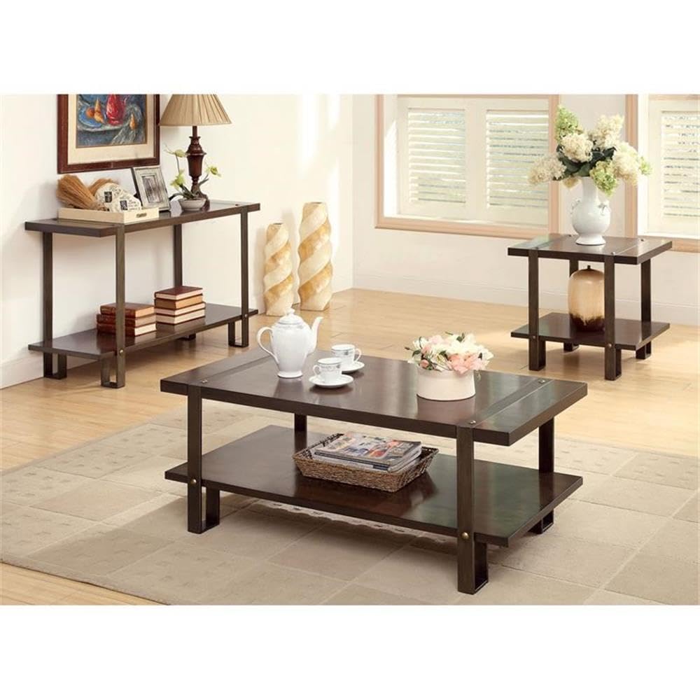 BOWERY HILL Industrial Wood 1-Shelf Console Table in Dark Oak - Entryway Sofa Table, Hallway Accent Furniture for Living Room, Bedroom & Office Decor
