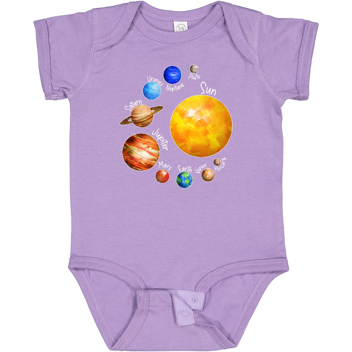 Inktastic Sun and Planets Baby Bodysuit - Cute Solar System Outfit for Infants & Toddlers (Includes Pluto) - Perfect for Space-Themed Parties, Astronomy Lovers & Science Gifts