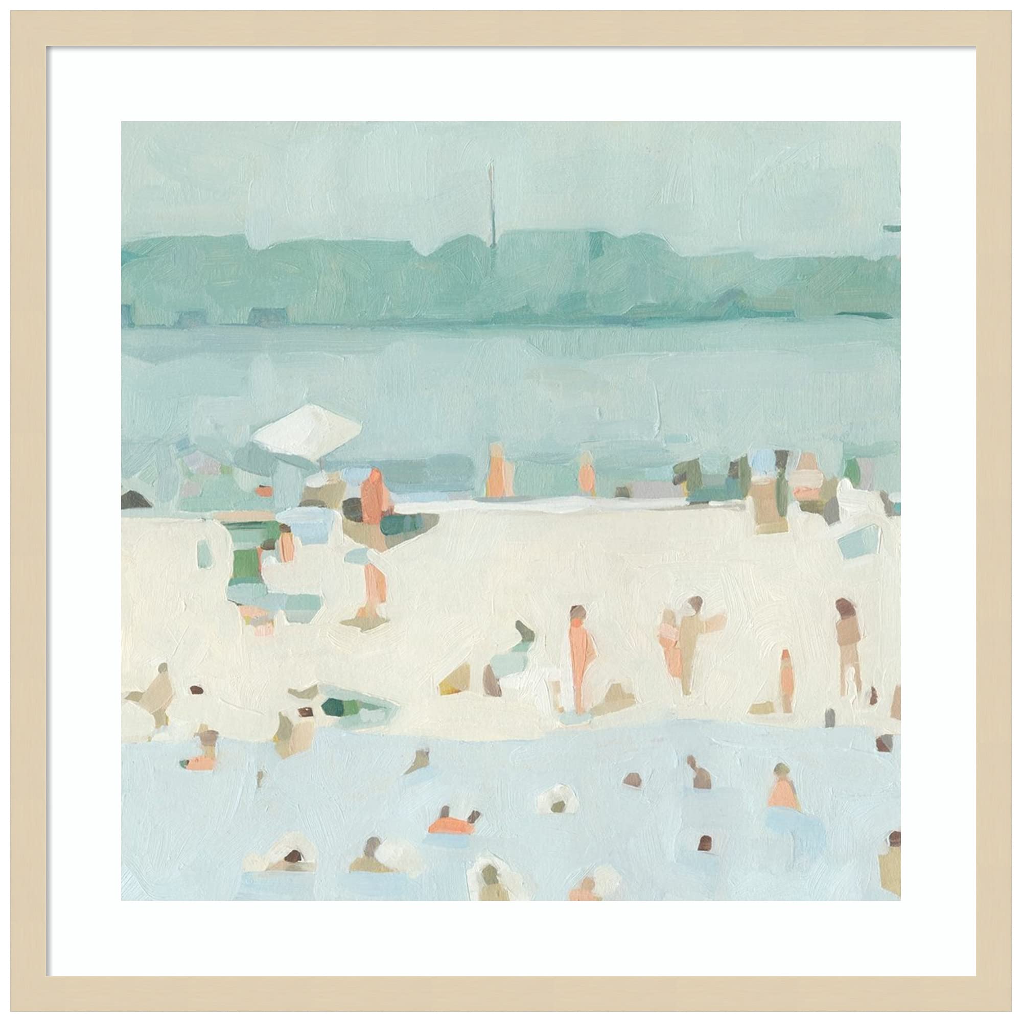 Emma Scarvey Sea Glass Sandbar I Wood Framed Wall Art Print - 25x25 Inches, Svelte Natural Frame - Coastal Decor for Living Room, Bedroom & Office
