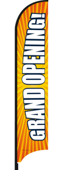 Grand Opening Feather Flag Banner - Orange Burst Design | High-Quality Custom Feather Flags for Business Promotions, Store Openings & Outdoor Events