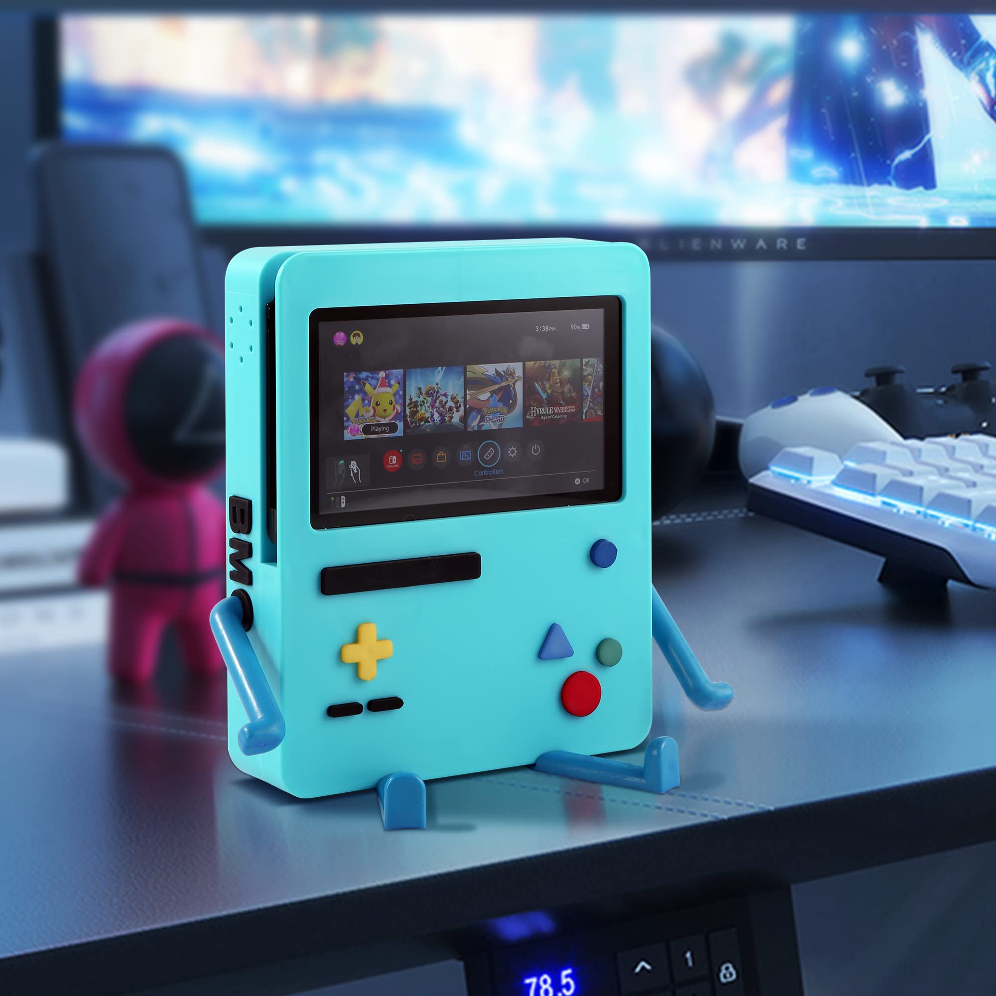 Nintendo Switch OLED Charging Stand - Portable Dock & Playstand Holder for Switch OLED Accessories, Video Game Room Decor - Compatible with Men, Women, Kids, Boys, Girls & Adults (Pink) - Perfect for Gaming, Travel & Home Decor