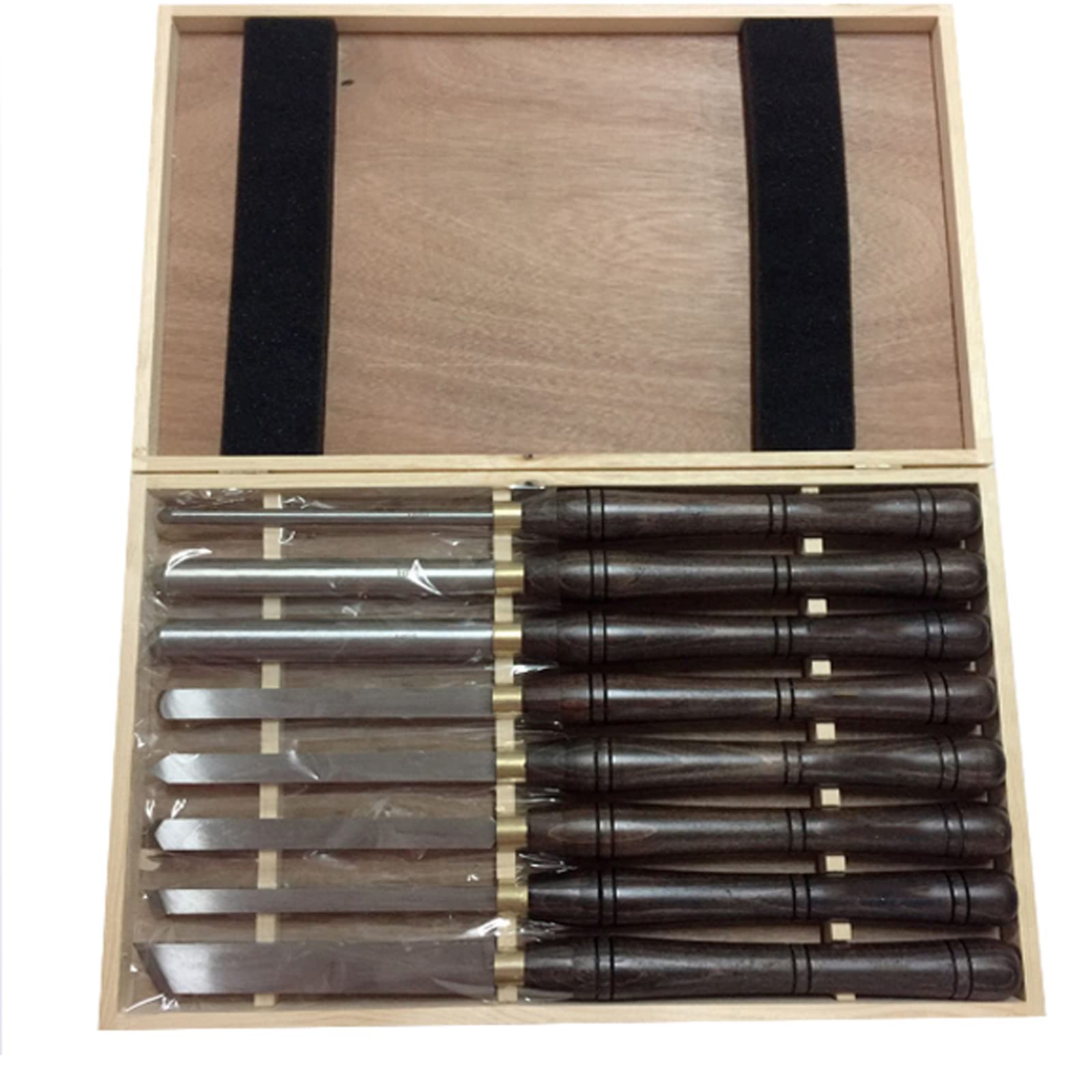 8-Piece HSS Wood Lathe Chisel Set with Walnut Handle & Wooden Storage Case - Professional Wood Turning Tools for Woodworking, Carving, and DIY Crafts - Perfect for Bowl Turning, Spindle Work, and Furniture Making