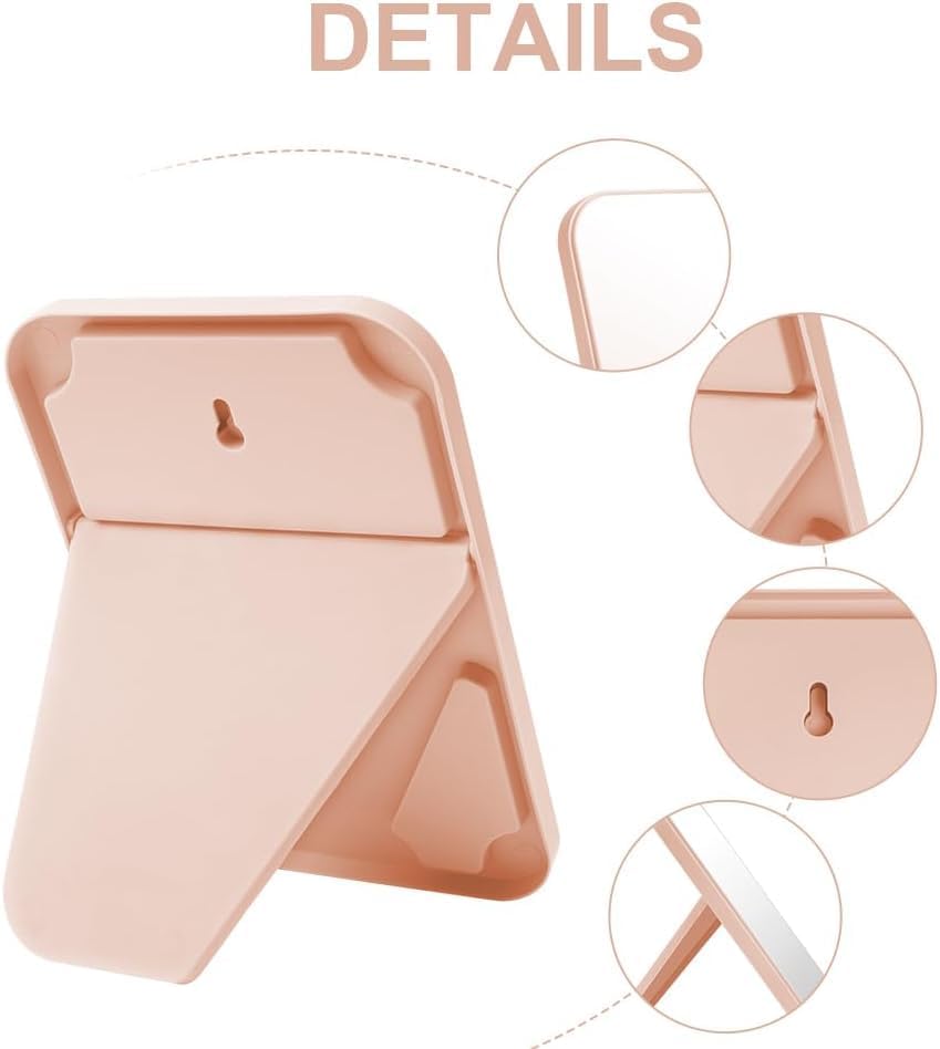 DLEST Foldable Desktop Makeup Mirror - Portable Square Vanity Mirror with Stand for Women, Wall Mount & Tabletop Mount, Pink | Perfect for Home, Travel, and Professional Makeup Application