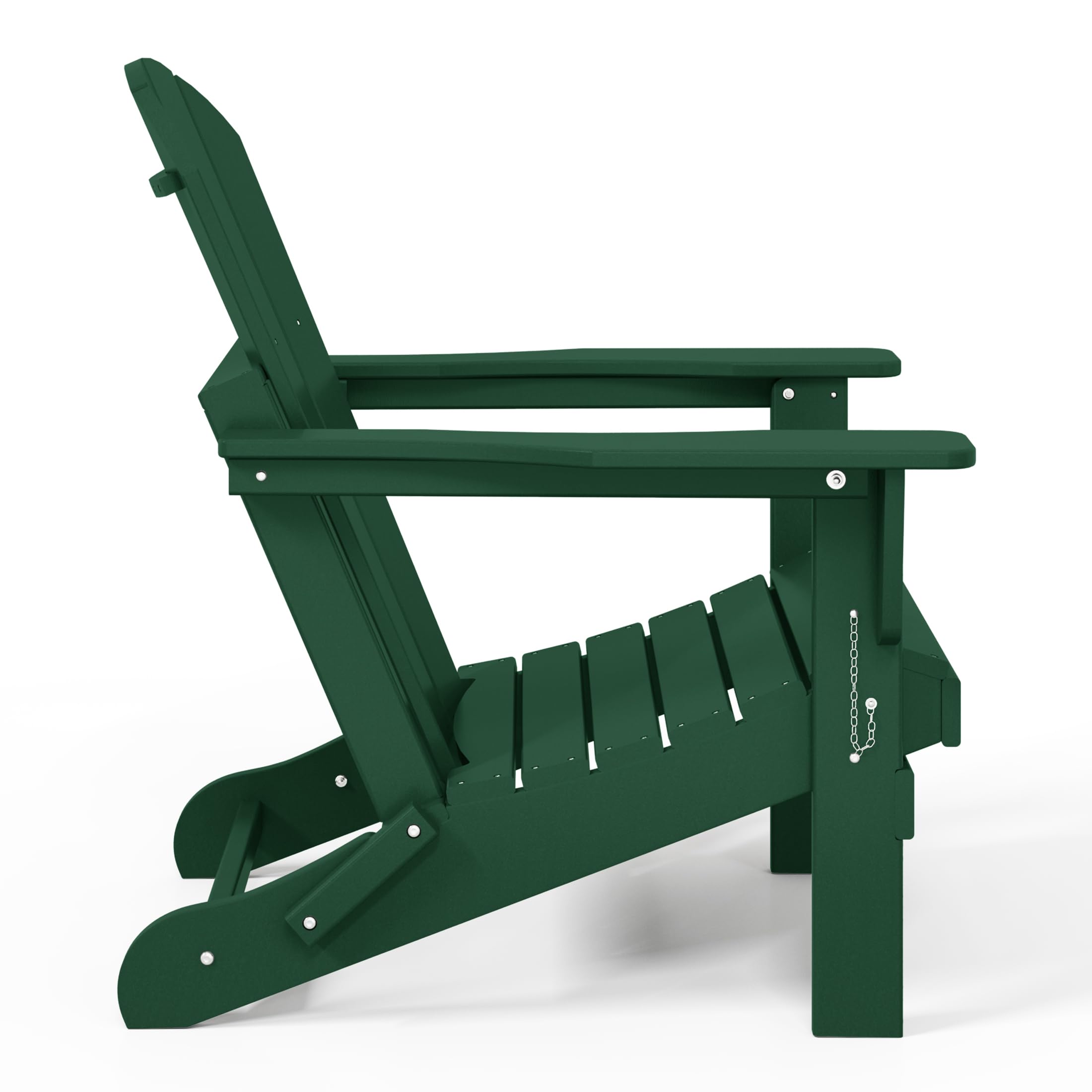 WO Home Furniture Adirondack Chair - Outdoor Folding Lounger for Fire Pit, Beach, Balcony, Backyard, Lawn, Patio, Pool, Deck & Garden - Comfortable Dark Green Relaxation Chair for Outdoor Living Spaces