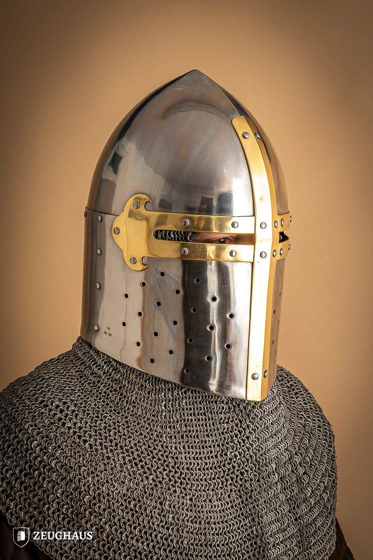 Great Helmet Sugar Loaf 2mm Polished - Premium Medieval Helmet for LARP, Cosplay & Historical Reenactment