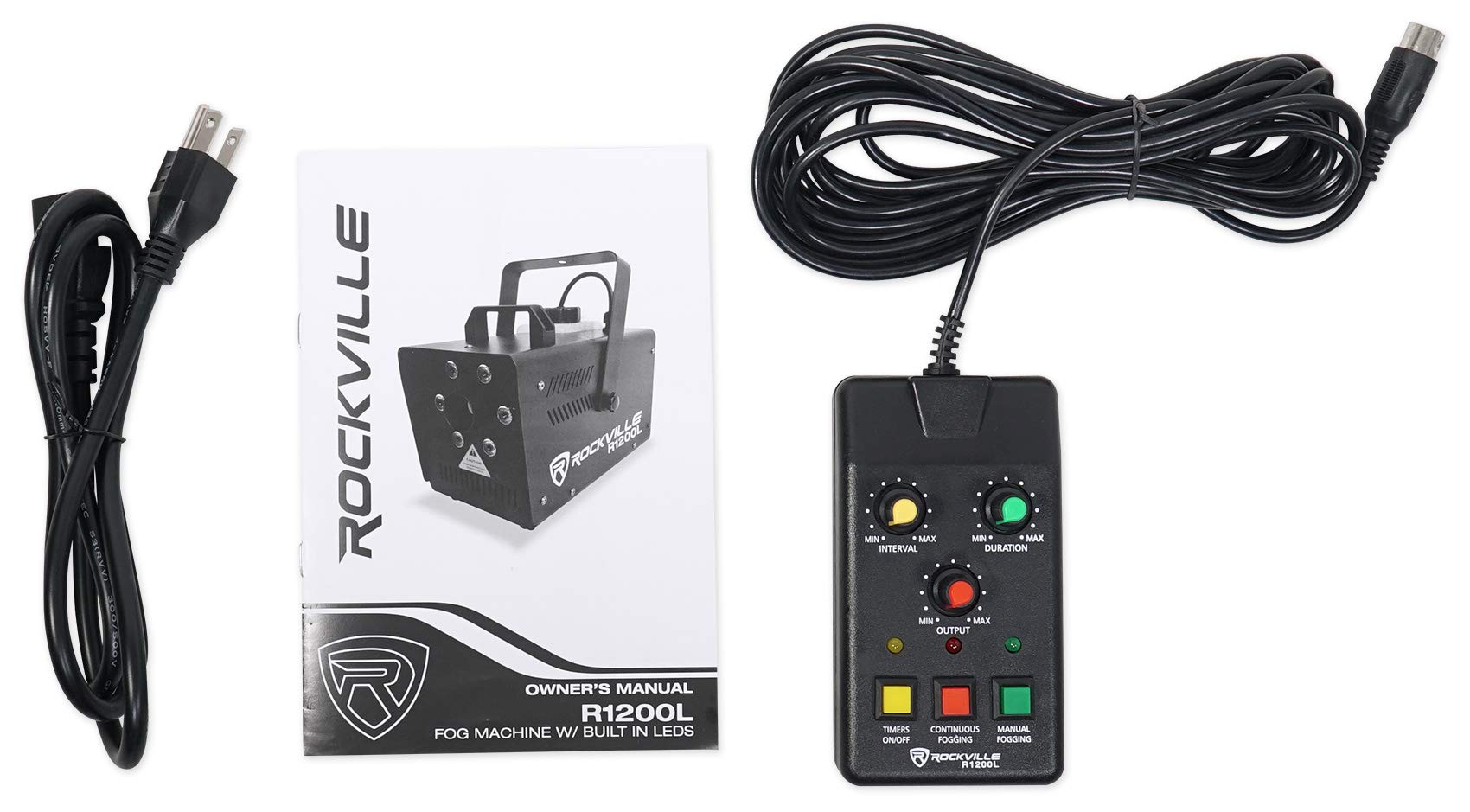 Rockville R1200L Professional Fog & Smoke Machine with LED Lights & Strobe, 7-Channel DMX Control & 2 Remotes - Perfect for Halloween Parties, Stage Shows, and Nightclub Events (Black)
