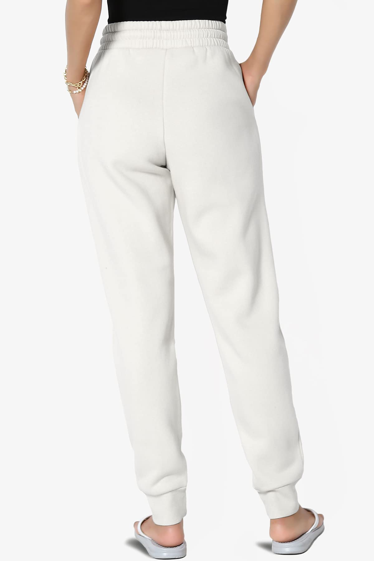 TheMogan Active Lounge Comfy Cotton Blend Drawstring Waist Jogger Sweat Pants for Women - Soft Casual Yoga Pants with Pockets for Running, Travel & Home Wear