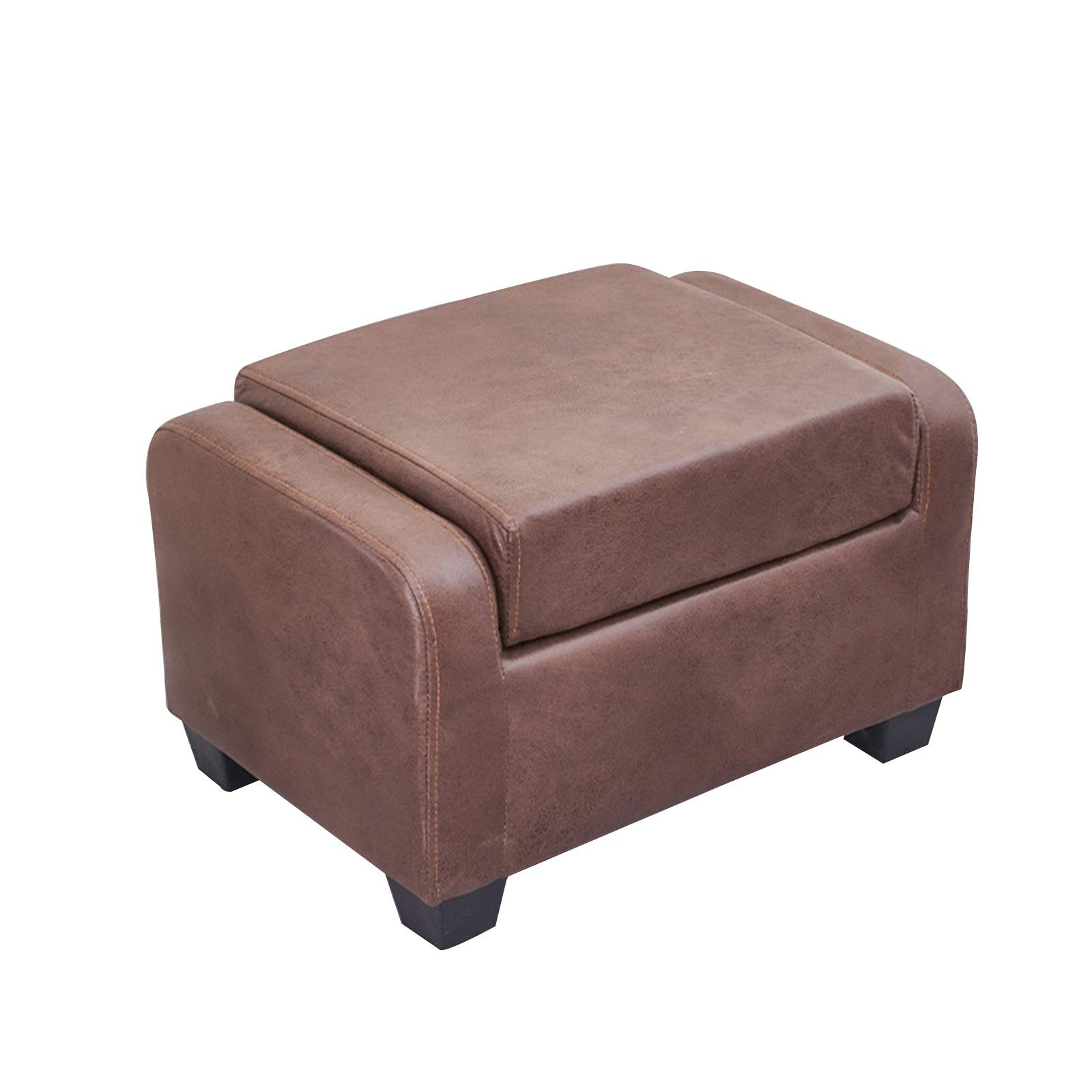 LIXIONG Folding Ottoman Footrest Stool - Padded Faux Leather Storage Bench with Plastic Legs for Living Room, Bedroom, Hallway - 58x40.5x35cm, Brown - Perfect for Extra Seating, Foot Support & Home Decor