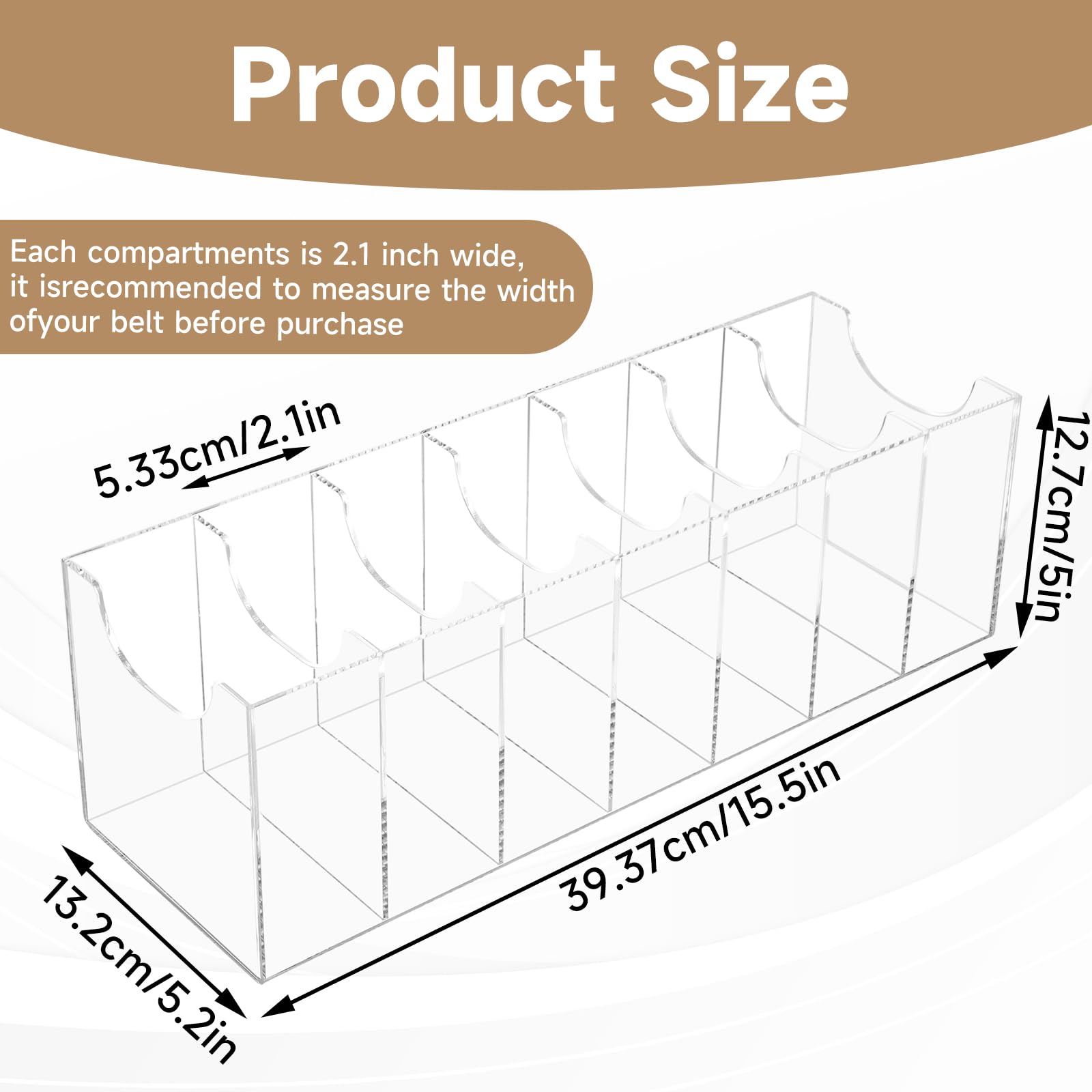 7-Compartment Belt Organizer for Closet with Display Stand - Men's Accessory Holder & Jewelry Rack for Bracelets, Watches, Cosmetics | Perfect for Bedroom, Closet & Travel Organization