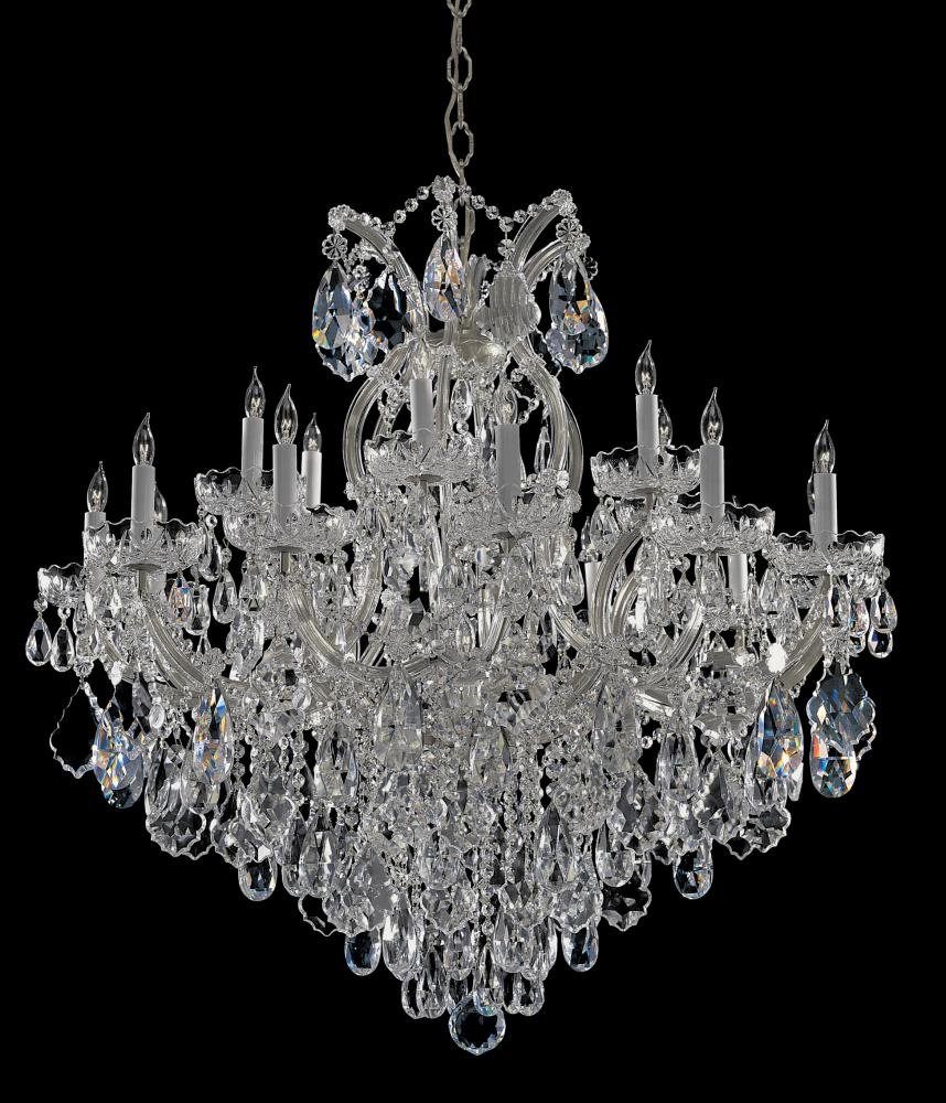 Bohemian Crystal 19-Light Chandelier with Swarovski Spectra Crystals - Chrome Finish | Elegant Dining Room & Wedding Decoration Lighting