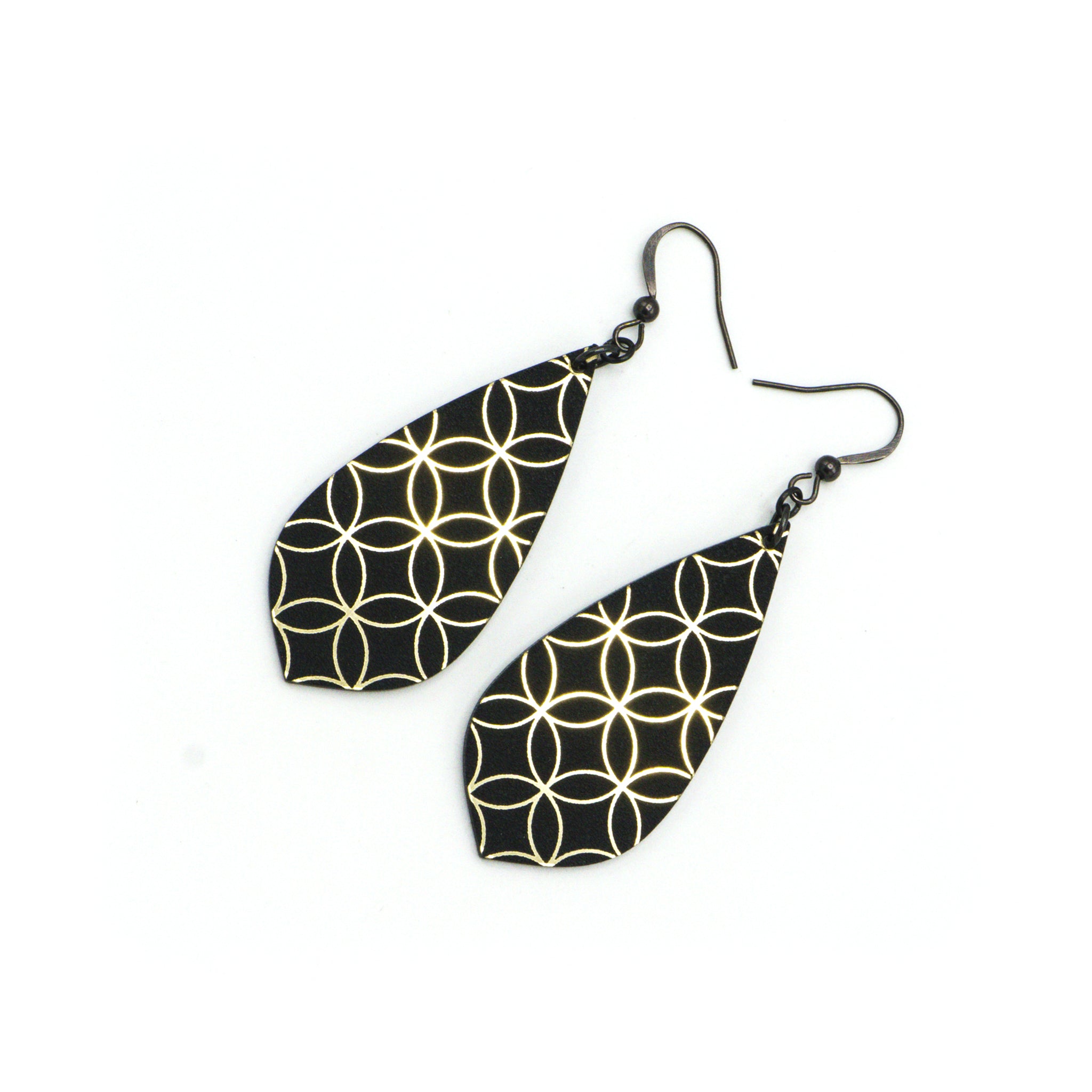 Stylish Acrylic Earrings - Brushed Gold & Black [38R] | Trendy Dangle Drop Earrings for Women | Perfect for Parties, Weddings & Everyday Wear