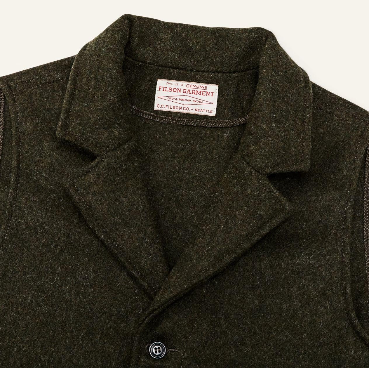 Filson Mackinaw Wool Western Vest for Men - Forest Green Hunting & Outdoor Workwear