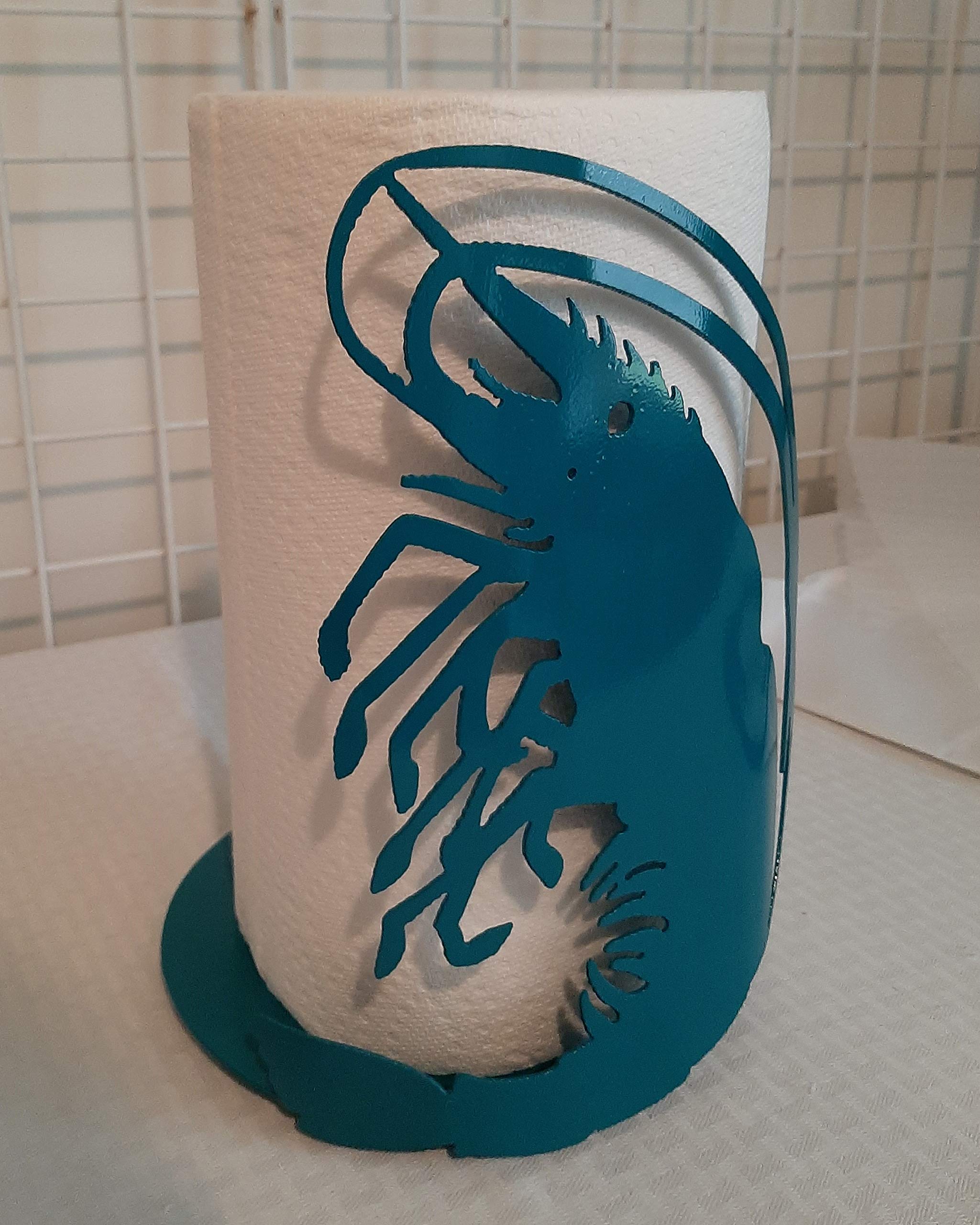 Stainless Steel Shrimp Shaped Paper Towel Holder - Kitchen & Bathroom Decor, Unique Sea Animal Theme for Coastal Home Decor
