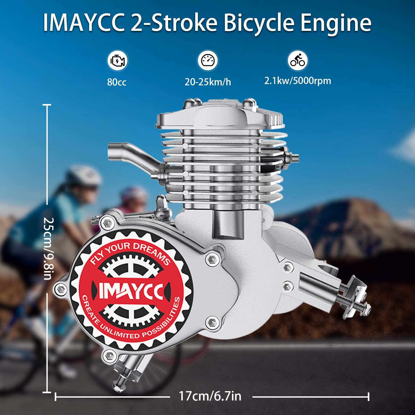 IMAYCC 80cc 2-Stroke Motorized Bike Conversion Kit with Digital Speedometer - Compatible with 26-28