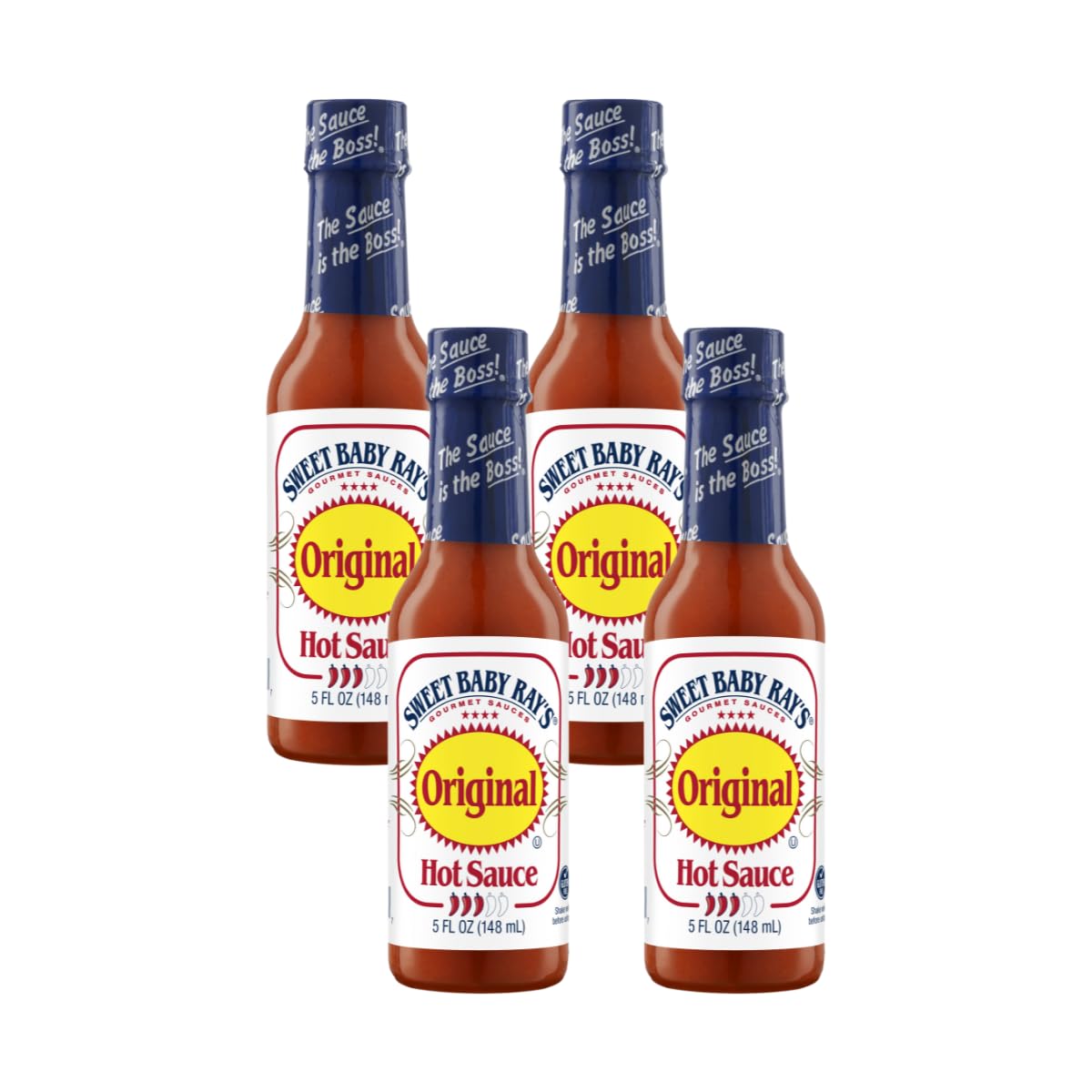 Sweet Baby Ray's Original Hot Sauce - 5 Fl Oz (Pack of 4) | Premium BBQ & Wing Sauce for Grilling, Cooking & Dipping | Spicy Flavor Enhancer for Meats, Burgers & Tacos