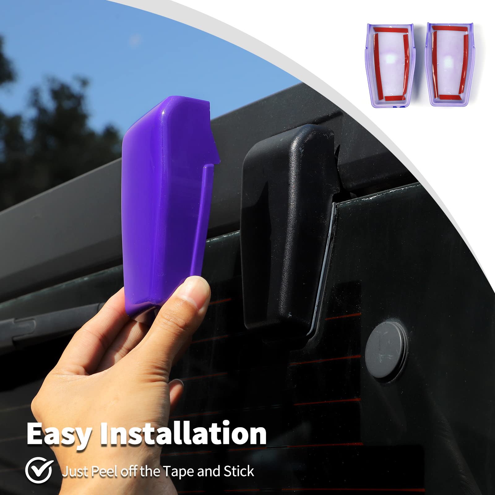 Jeep JK Rear Window Hinge Covers (Right & Left) - Tailgate Rear Door Hinge Protector for 2007-2018 Jeep Wrangler JK JKU - Exterior Accessories (Purple, 2-Pack) - Enhance Style & Protect from Scratches & Rust