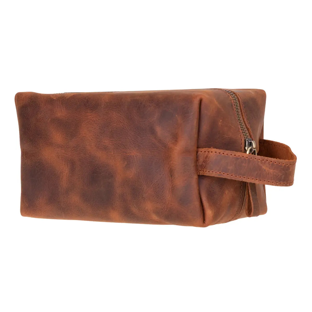Vintage Distressed Brown Leather Dopp Kit Bag - Travel Toiletry Organizer for Men | Perfect for Gym, Camping & Business Trips