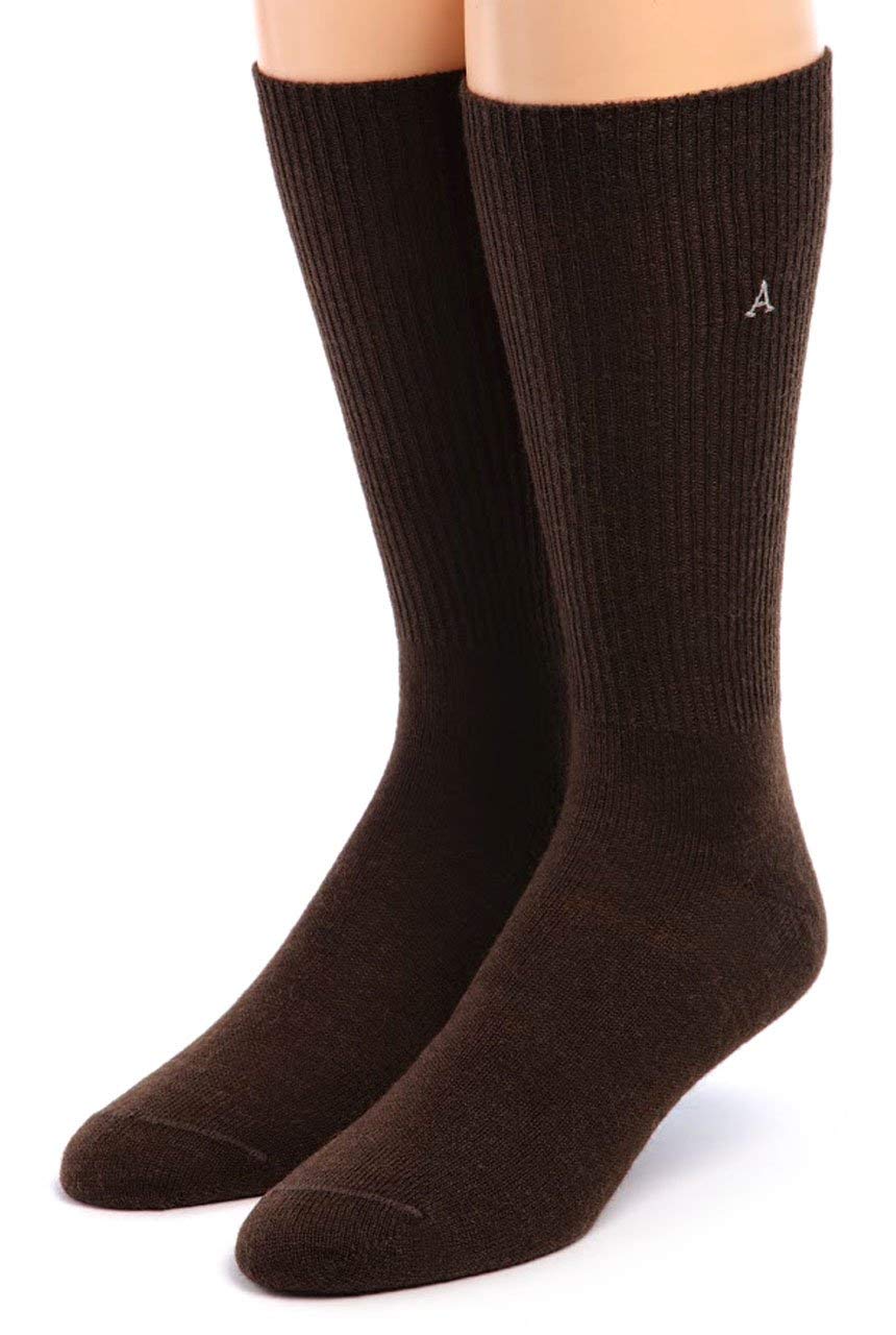 Premium Baby Alpaca Wool Socks for Men & Women - Soft & Warm Warrior Alpaca Dress Socks (Brown, Medium) - Perfect for Hiking, Office & Cold Weather Comfort