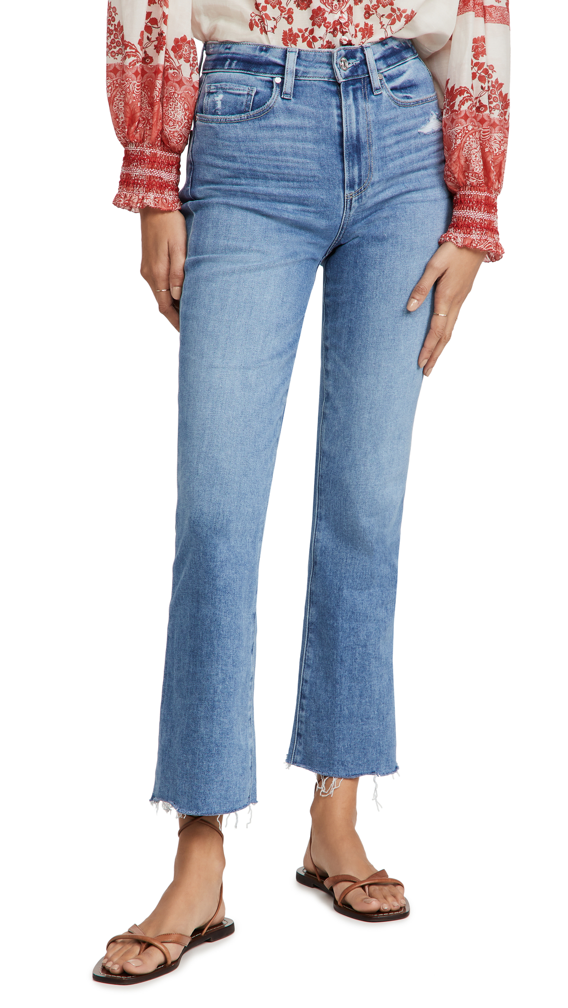 PAIGE Women's Flaunt High Waist Skinny Jeans - Distressed Denim with Freehand Hem for Casual Outfits & Everyday Wear