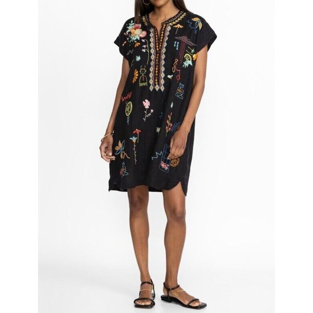Johnny Was Women's Linen Shift Dress - Flowy Summer Casual Dress for Beach, Vacation & Boho Style Outfits