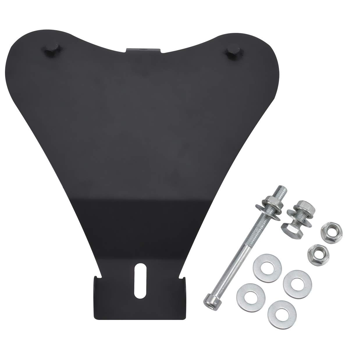 Heavy Duty Black Steel Motorcycle Solo Seat Baseplate Pan Bracket with Mounting Kits - Compatible with Harley Sportster 883 1200, Chopper & Bobber (1 Set) - Perfect for Custom Bike Builds and Seat Upgrades