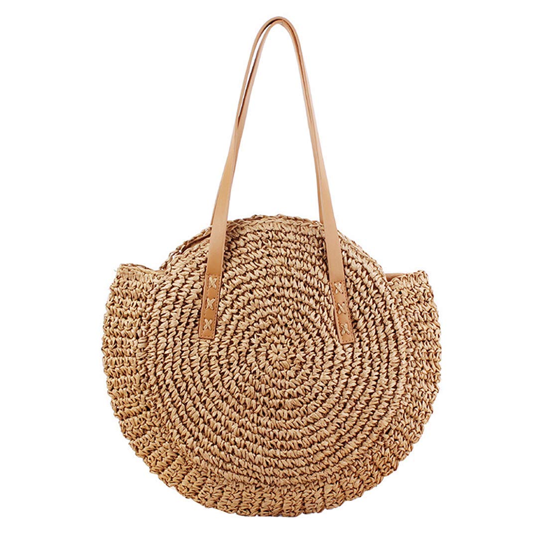 Handwoven Natural Rattan Round Straw Bag for Women - Summer Beach Shoulder Bag & Crossbody Purse | Perfect for Vacation, Pool Parties, and Outdoor Adventures
