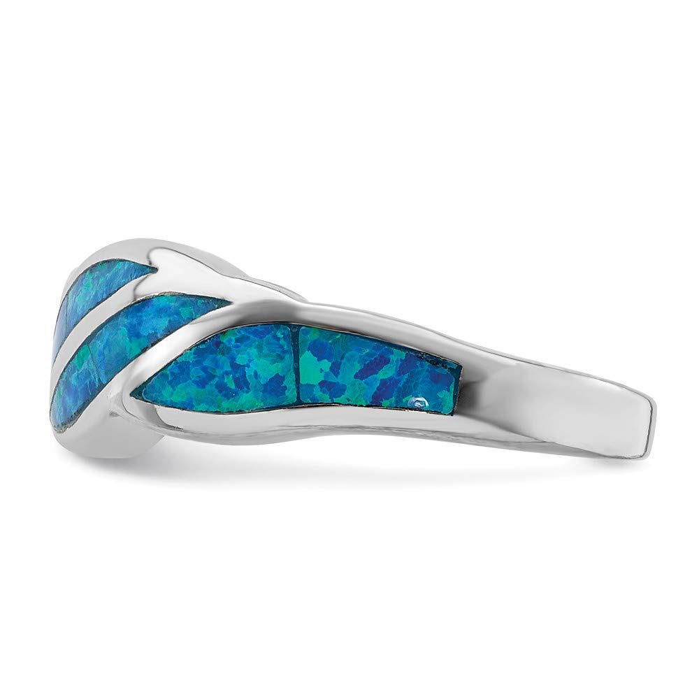 925 Sterling Silver Blue Opal Inlay Ring for Women - Handmade Fine Jewelry, Dainty Stackable Band, Unique Gift for Her - Perfect for Birthdays, Anniversaries & Everyday Elegance