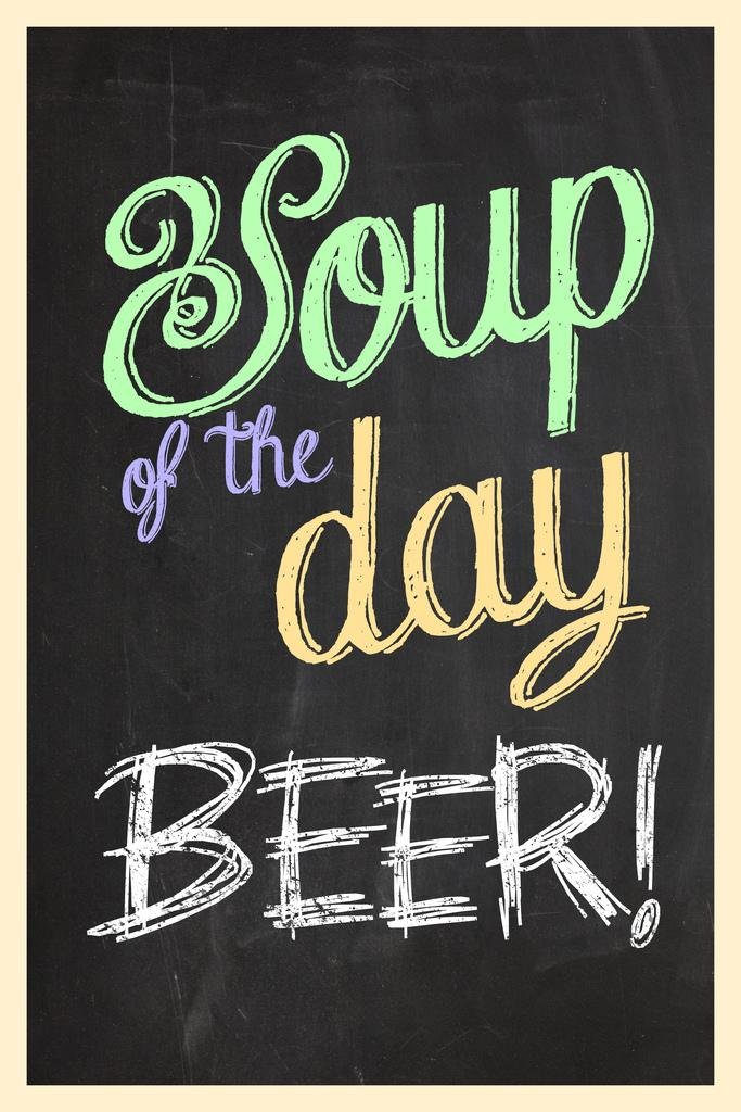 Vintage Soup Of The Day Beer Cool Wall Art Print Poster 16x24 - Perfect for Bar, Pub, Kitchen & Man Cave Decor