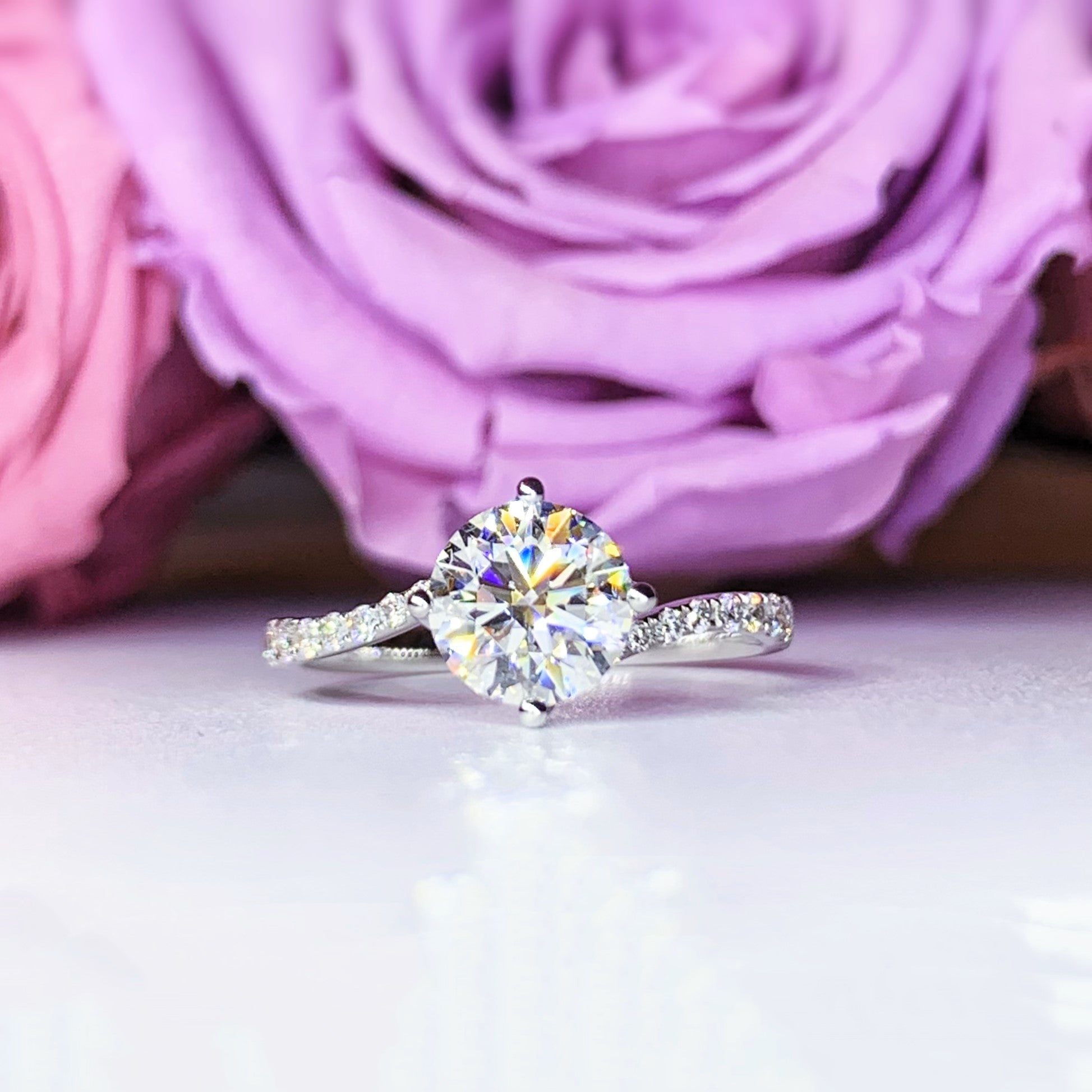 Twist Side Stone Diamond Ring Setting - LGR111s | Elegant Engagement & Wedding Band for Women | Perfect for Proposals, Anniversaries & Special Occasions