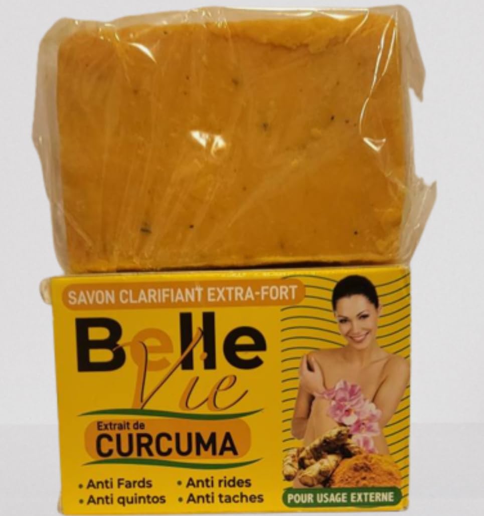 Belle Vie Turmeric Soap 3-Pack (225g Each) - Natural Skin Brightening & Acne Treatment for Face & Body - Perfect for Daily Cleansing & Glowing Skin Care Routine
