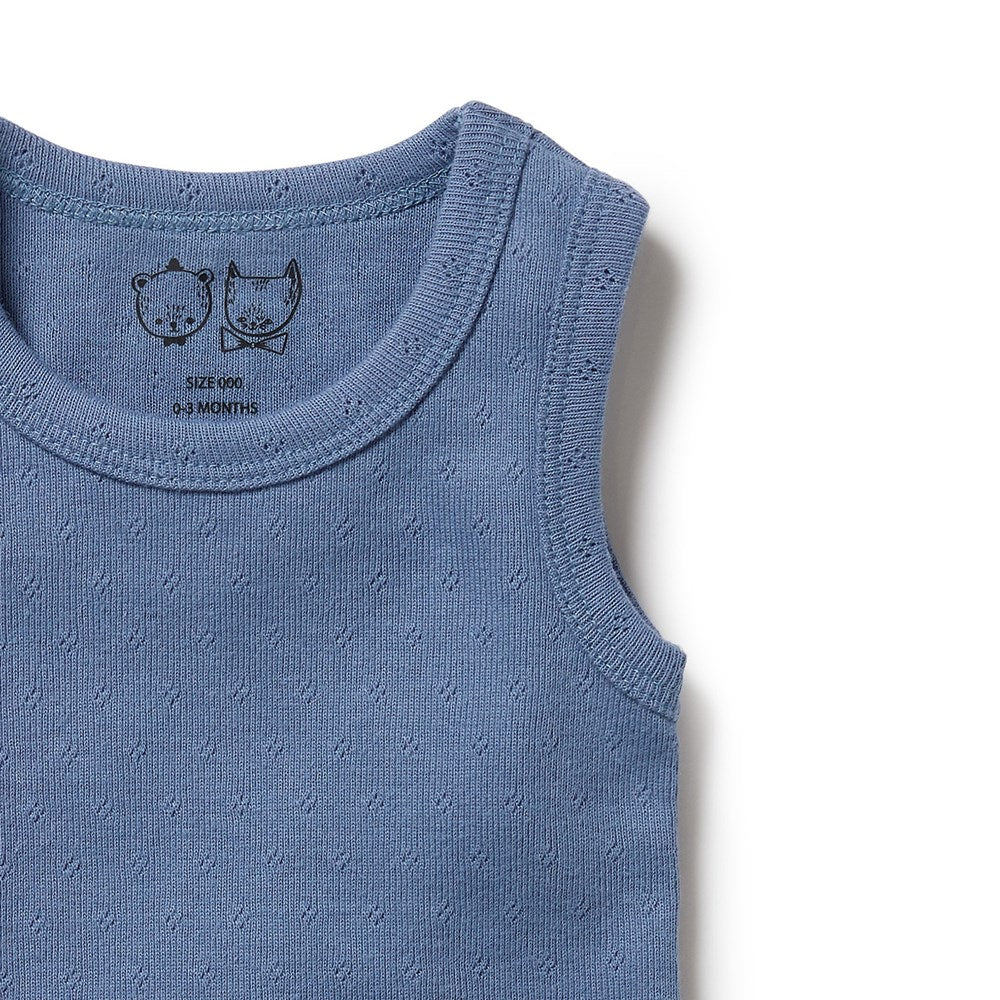 Organic Pointelle Singlet Bodysuit for Babies - Soft Cotton Onesie with Snap Closure - Perfect for Newborns, Infants & Toddlers - Ideal for Playtime, Sleepwear and Everyday Outfits