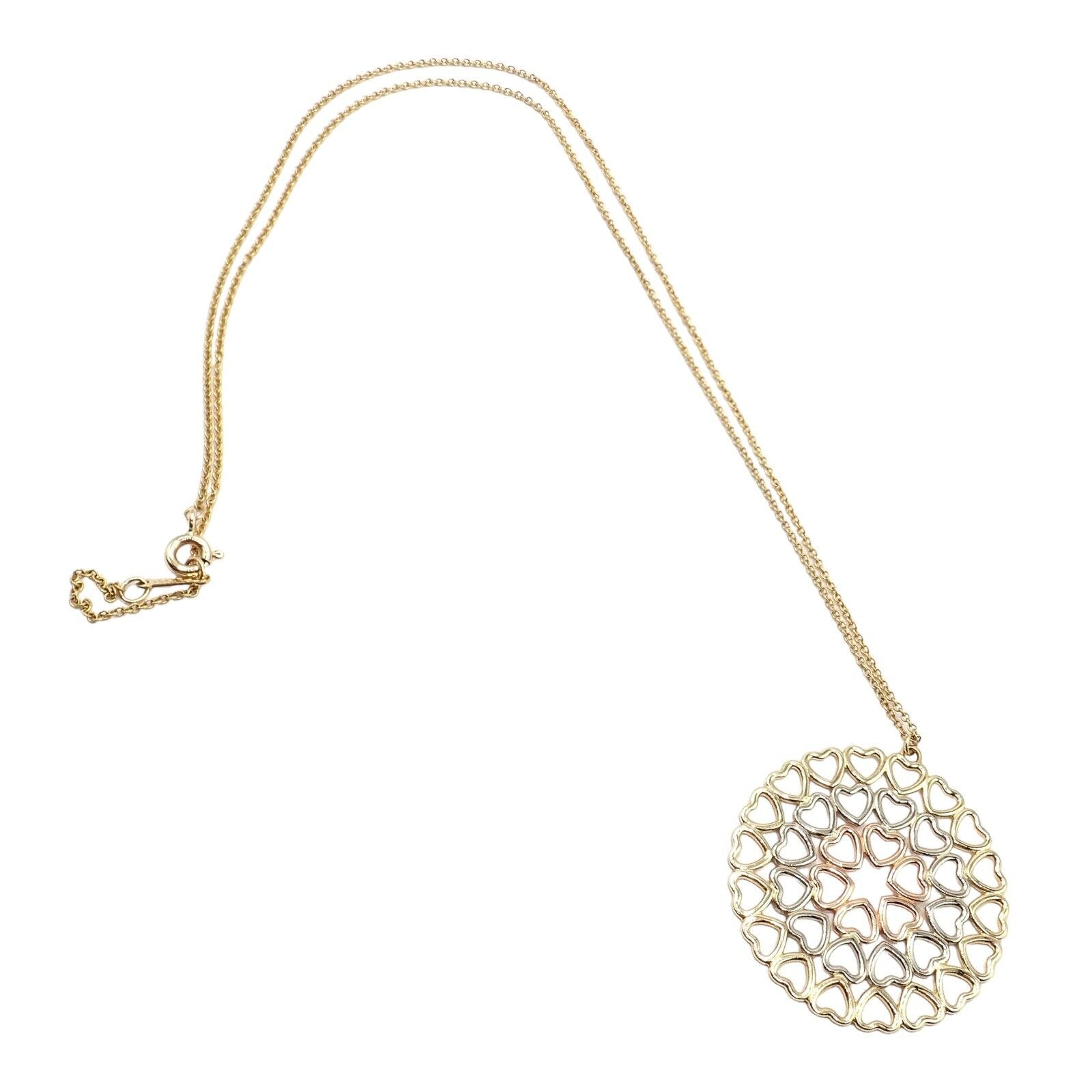 Tiffany & Co Picasso 18k Tri-Color Gold Large Crown of Hearts Pendant Necklace for Women - Elegant Jewelry Gift for Anniversary, Valentine's Day & Special Occasions