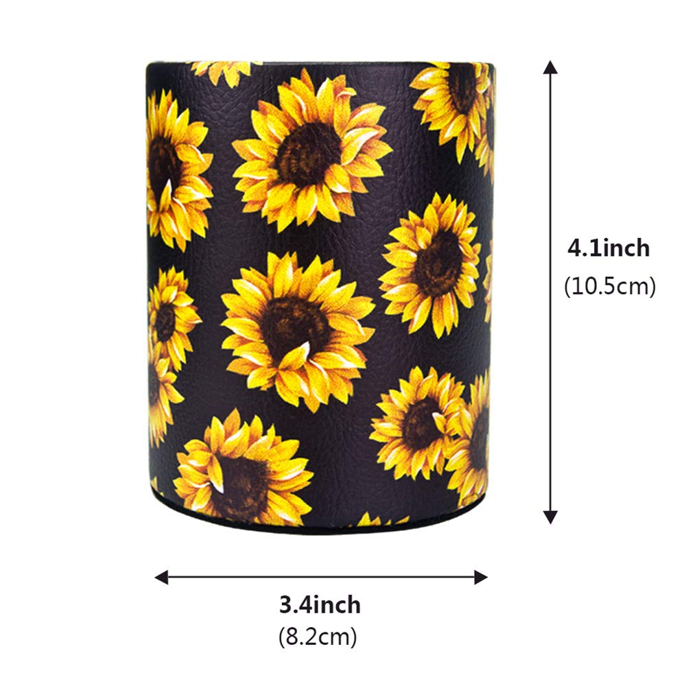 Sunflower Pen Holder & Pencil Organizer - Floral Desk Organizer for Women, Girls | Makeup Brush Holder | Perfect Gift for Office, Classroom, Home Decor (Black Sunflower Design) | Great for Workstations, Study Desks & Vanity Tables