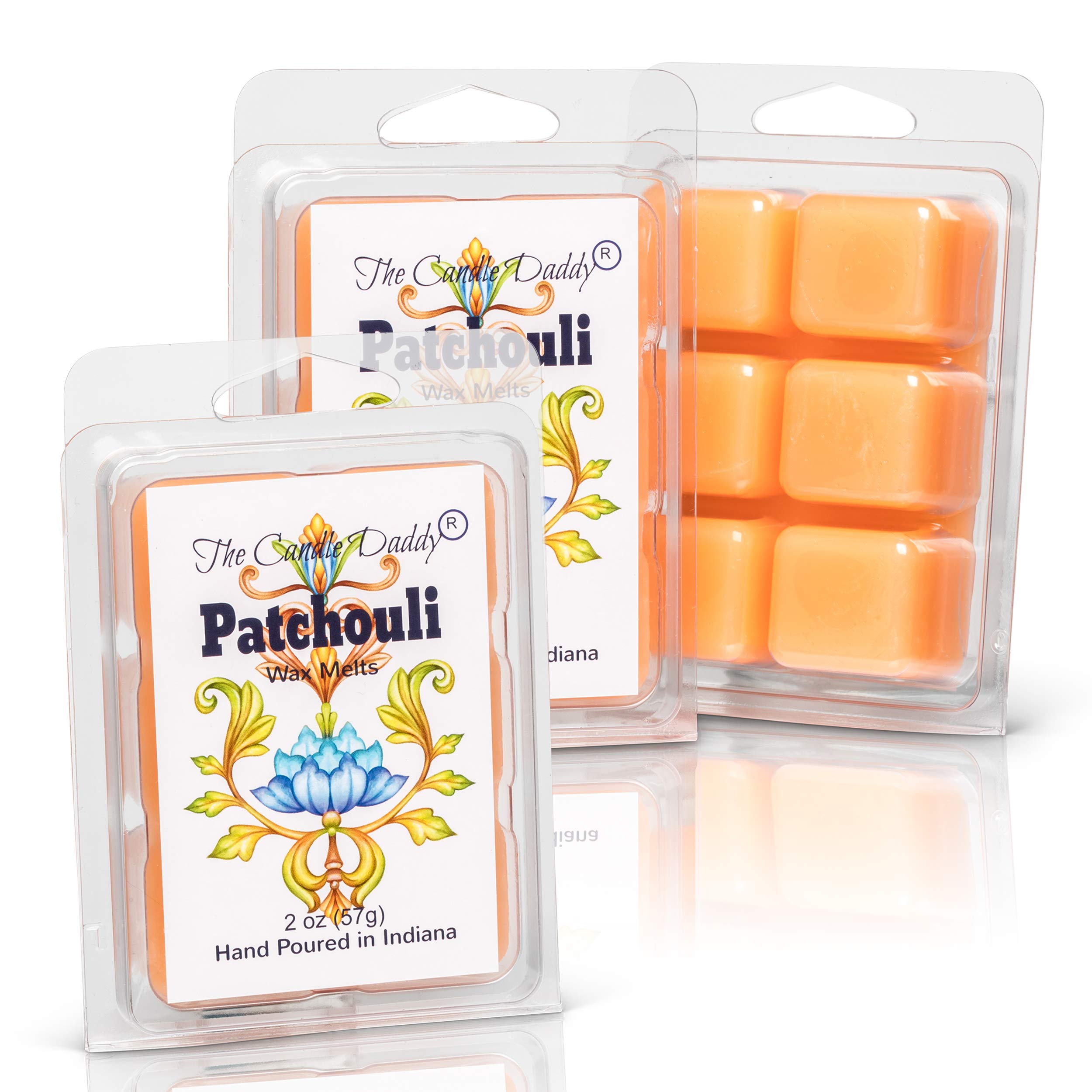 Patchouli Scented Candles & Wax Melts Set - 6 oz Candle & 3 x 2 oz Wax Melts for Home, Yoga, Meditation & Aromatherapy Relaxation