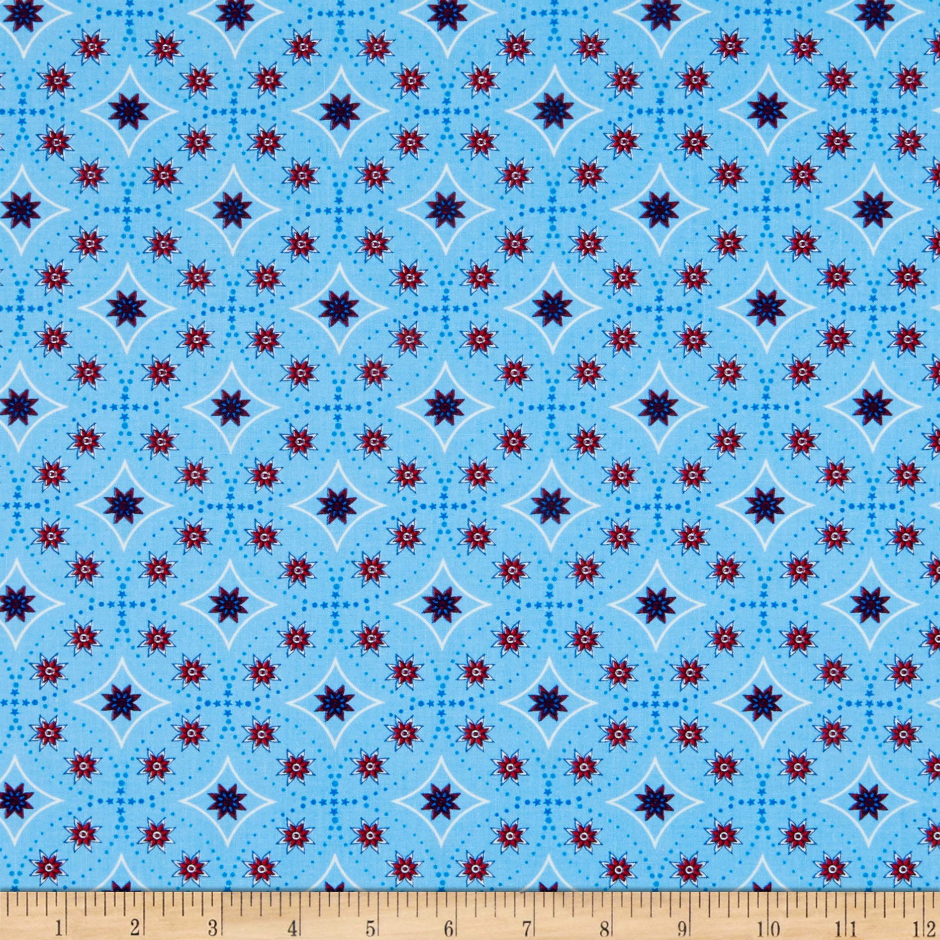 Henry Glass Land That I Love Bandana Stars Light Blue Quilt Fabric - Premium Cotton Fabric for Quilting, Sewing & DIY Crafts - Perfect for Home Decor, Baby Blankets & Patchwork Projects