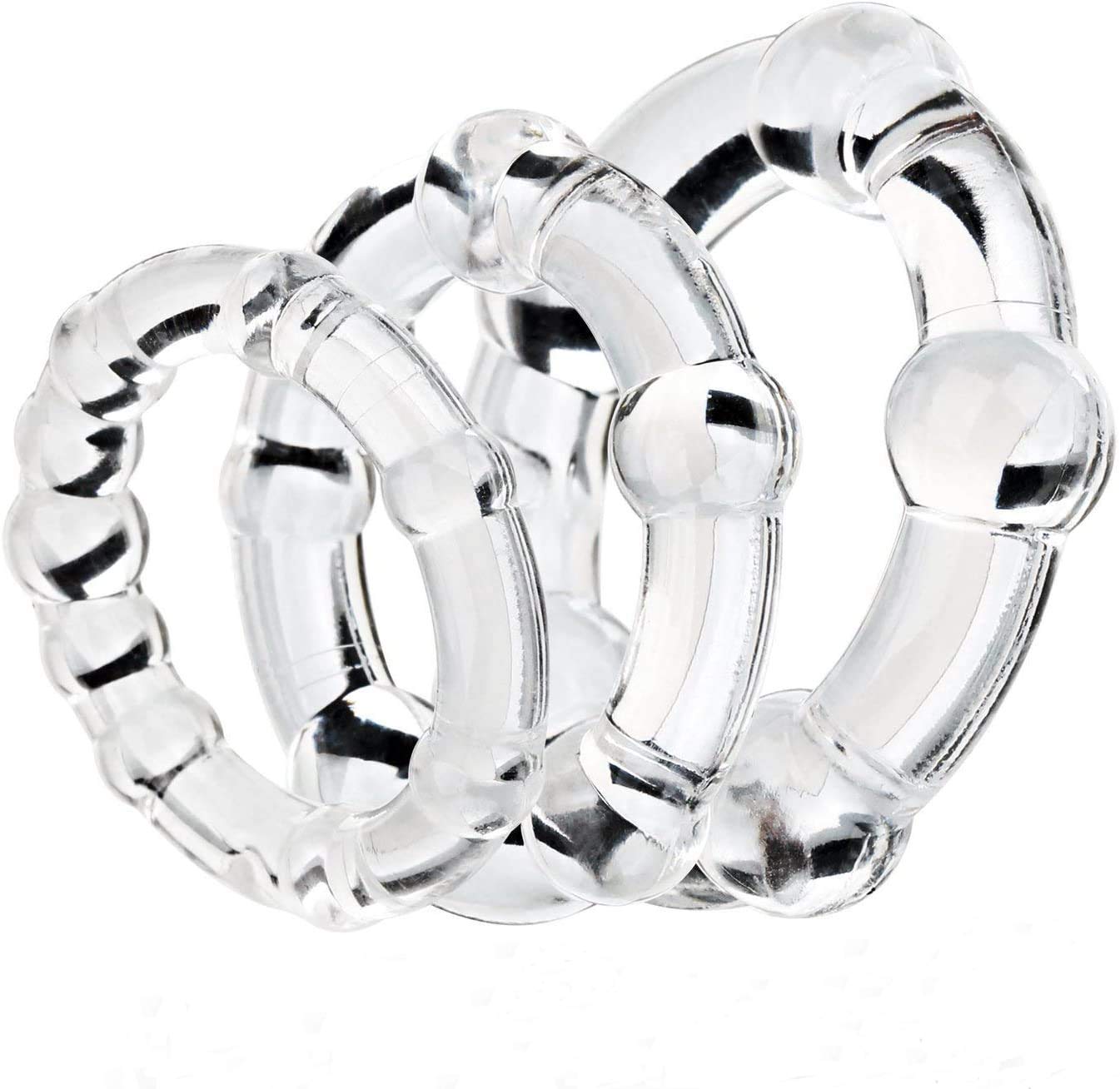 6-Pack Silicone Cock Rings for Men - Stretchy, Adjustable Penis Sleeves in Different Sizes for Stronger Erection & Longer Lasting Sex | Delay Ejaculation, Enhance Pleasure | Perfect for Couples Play & Solo Training (White)