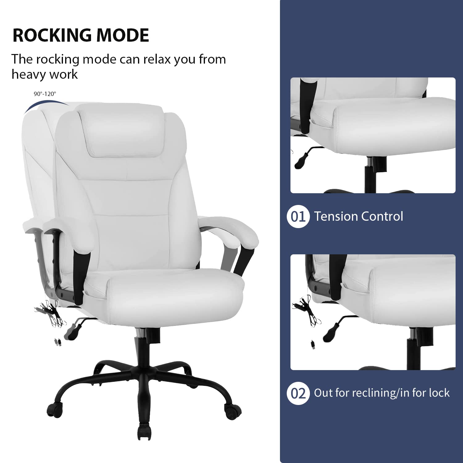 LCH Big & Tall Office Chair for Heavy People 500lbs Capacity - High Back Wide Seat Ergonomic Computer Chair with Armrest - Executive Home Office Desk Chair for Large Men & Women - Perfect for Long Work Hours, Gaming & Remote Work