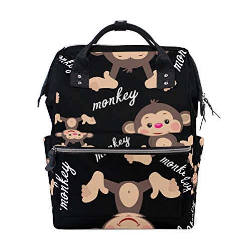 **MERRYSUGAR Large Multifunctional Diaper Backpack for Baby & Mom - Waterproof Travel Bag, School Backpack, Mommy Bag (Monkey Black) - Perfect for Daycare, Outings & Family Trips**