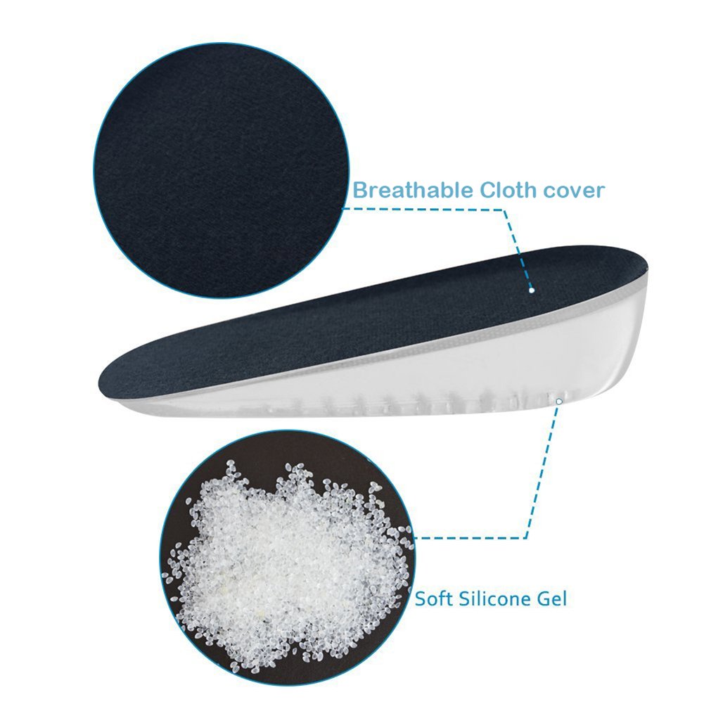 Gel Shoe Insoles for Heel Pain Relief – Medical Silicone Heel Lift Pads & Height Increase Cushions – Shock Absorbing Heel Cups for Women – Supports Bone Spurs & Sore Heels (0.59