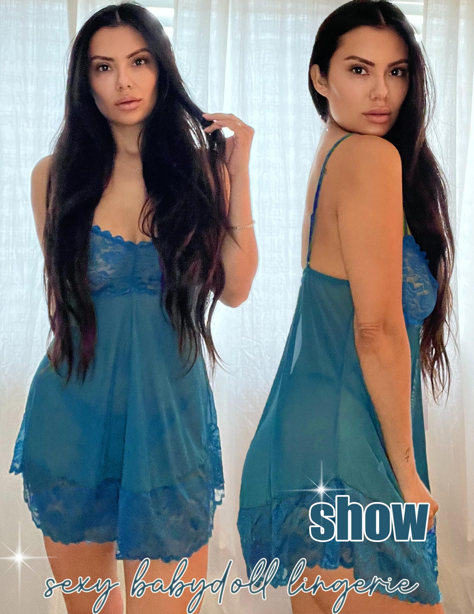 Avidlove Sexy Lace Babydoll Lingerie Set - Sheer Mesh Chemise Nightie for Women, Perfect for Wedding Night, Bridal Party, Valentine's Day & Romantic Occasions