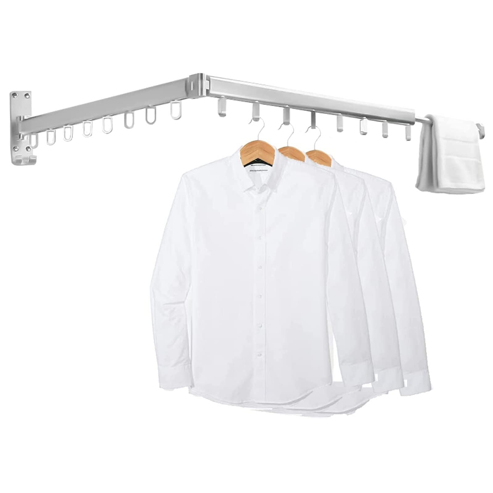 Retractable Wall Mounted Laundry Drying Rack - Space Saving Clothes Hanger with Towel Bar for Bathroom, Balcony, Bedroom & Small Apartments - Perfect for Drying Clothes, Towels & Delicates in Compact Spaces