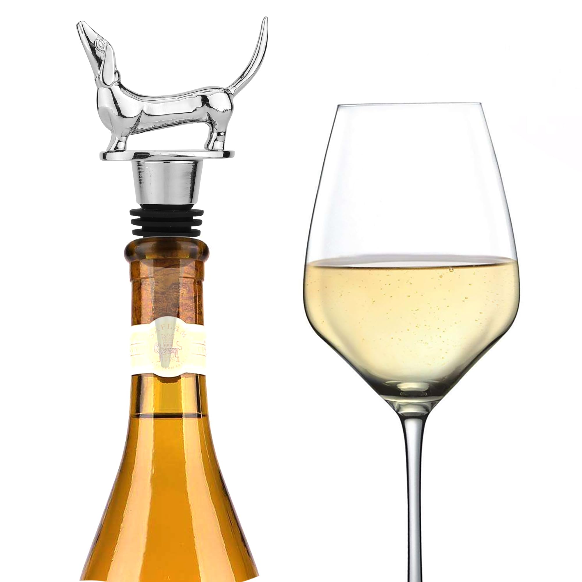 Dachshund Wine Bottle Stopper - Cute Wiener Dog Wine Cork for Wine Lovers | Dachshund Gifts, Sausage Dog Gifts, Birthday & Christmas Presents for Men & Women | Perfect for Wine Parties, Home Bars & Dog Lover Gifts