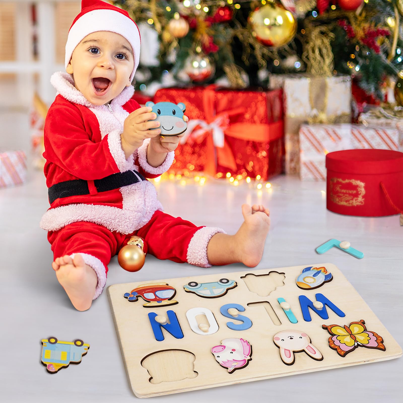 Personalized Wooden Name Puzzle for Kids - Custom 1st Birthday Gift for Boys & Girls, Easter Basket Stuffer, Christmas Baby Gift - Toddler Learning Toy for Ages 1-3 - Perfect for Nursery Decor, Early Education & Holiday Gifting