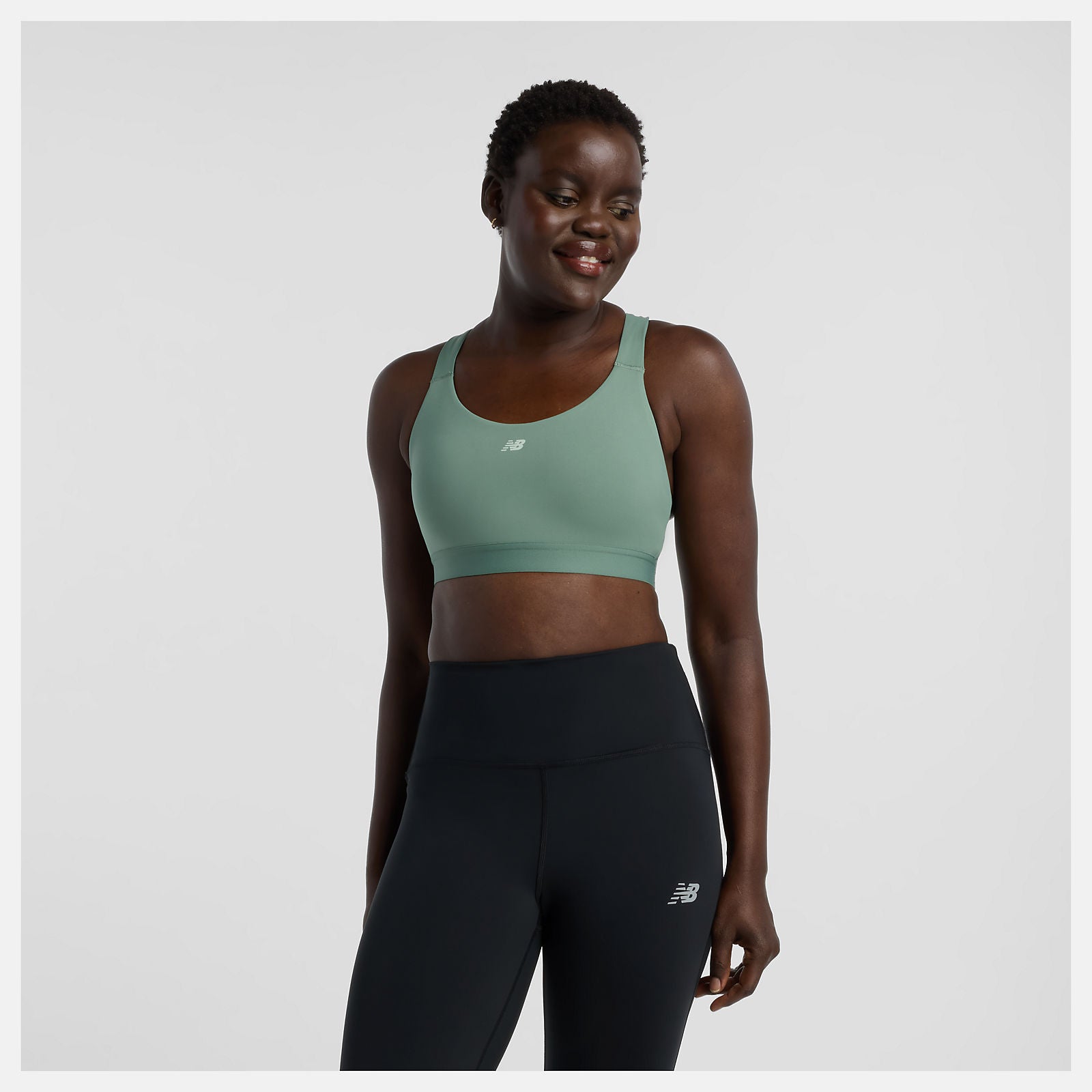 Women's Essential Train Bra - DKJ Dark Juniper | High Support Sports Bra for Running, Yoga & Gym Workouts