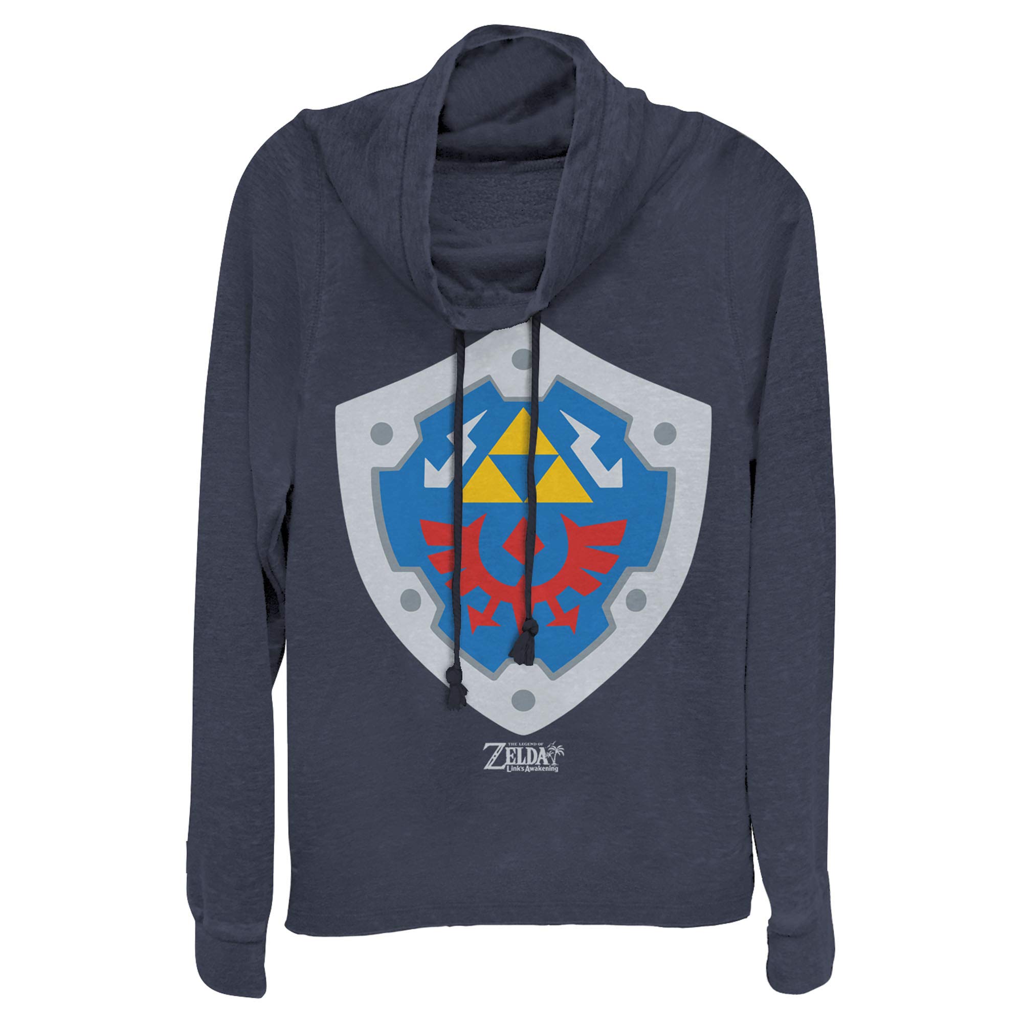 Nintendo Legend of Zelda Link's Awakening Hylian Shield Hoodie - Junior's Cowl Neck Sweatshirt for Gaming Fans & Cosplay | Perfect for Halloween, Comic Con & Video Game Parties