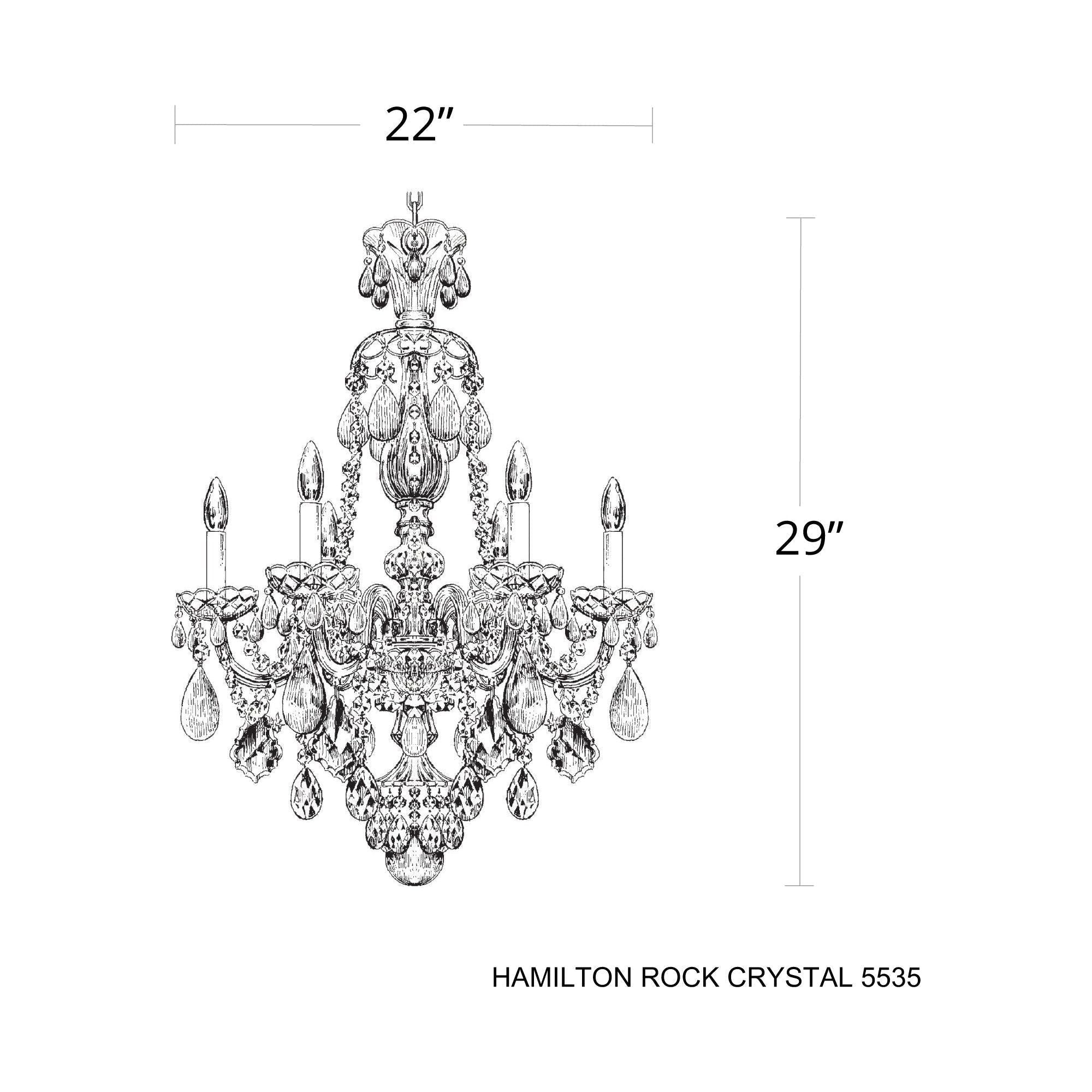Hamilton Rock Crystal 6-Light Chandelier - Elegant Dining Room Lighting Fixture for Modern Home Decor | Perfect for Foyer, Living Room & Bedroom Lighting