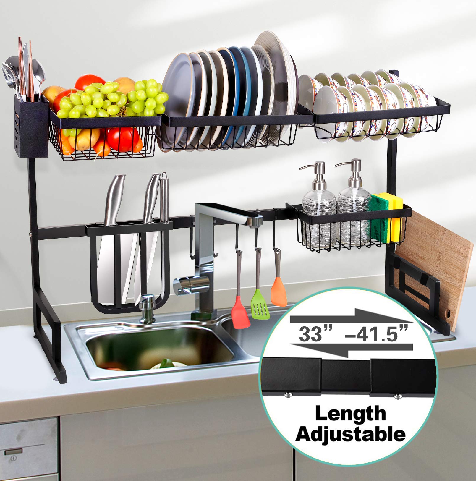 Adjustable Stainless Steel Dish Drying Rack Over Sink (33