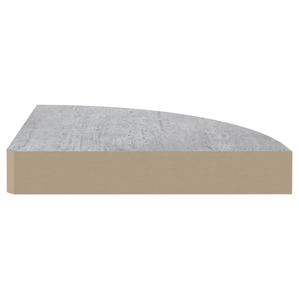 Modern Floating Corner Shelves Set of 2 - Concrete Gray MDF Wall Mounted Storage (9.8